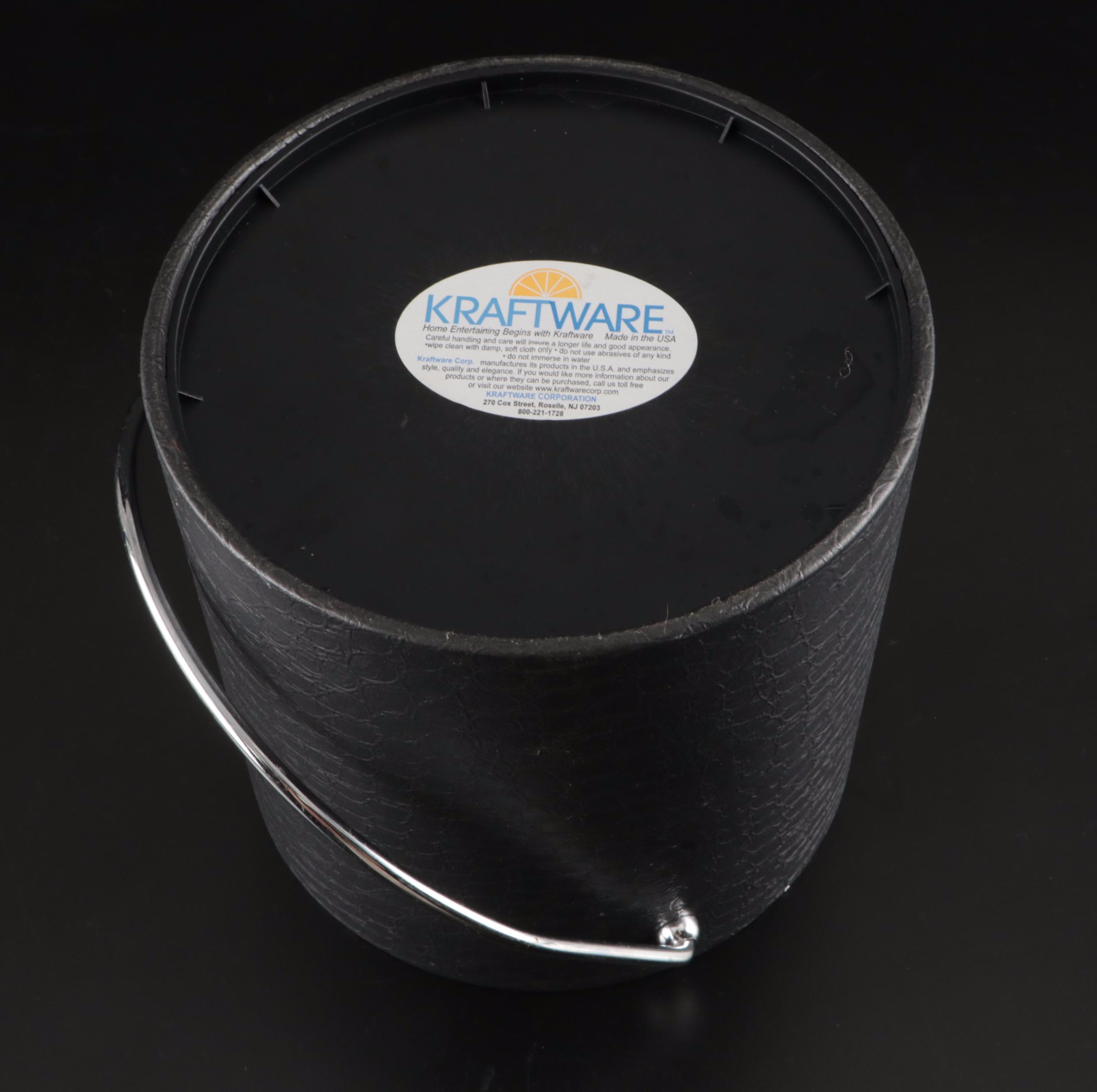 Libbey "Z Stem" Martini Glasses with Kraftware Ice Bucket and Bucket Coasters