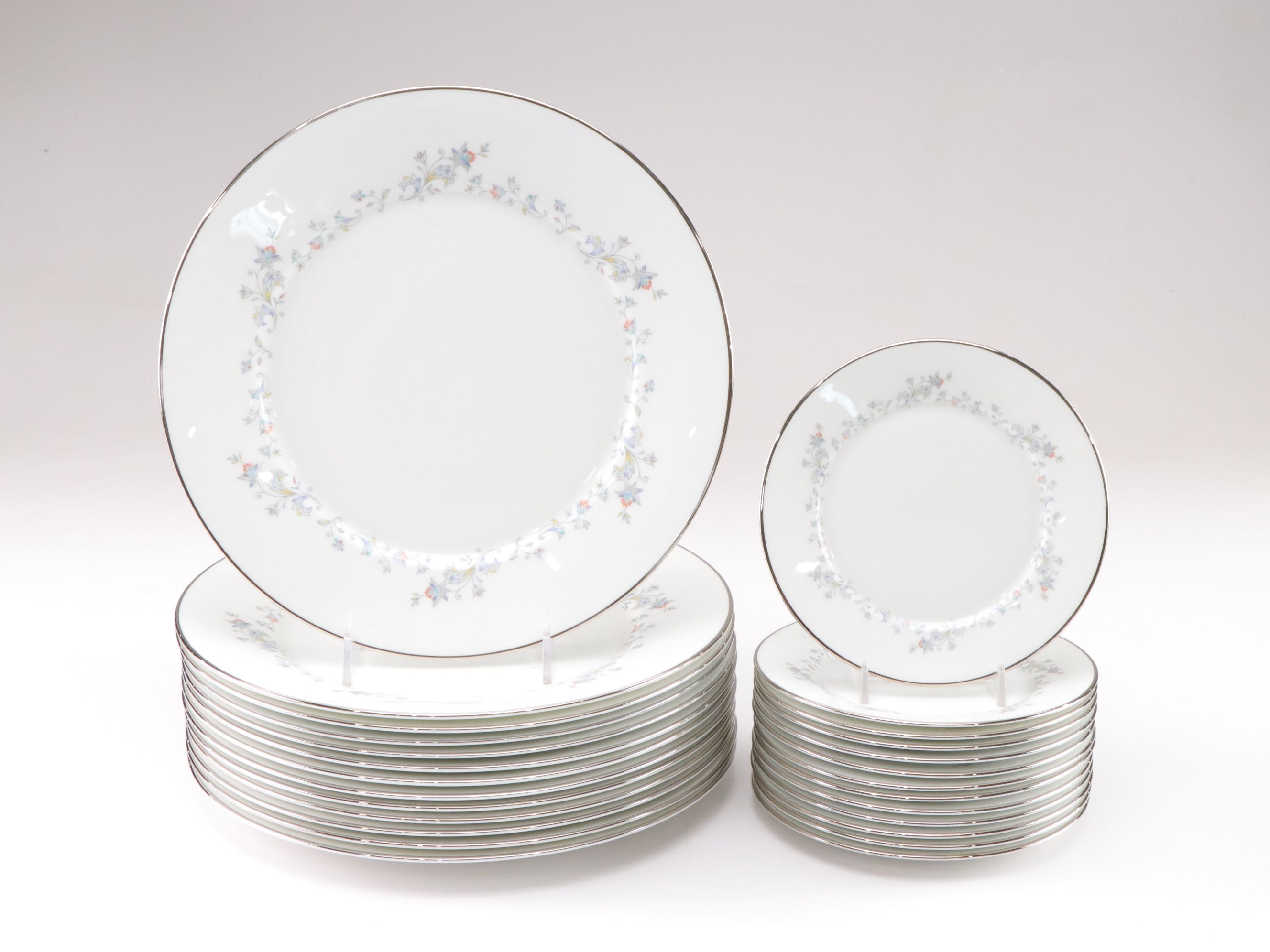 Oxford "Windflower" Bone China Platinum Trim Place Settings for 12+, 1970s