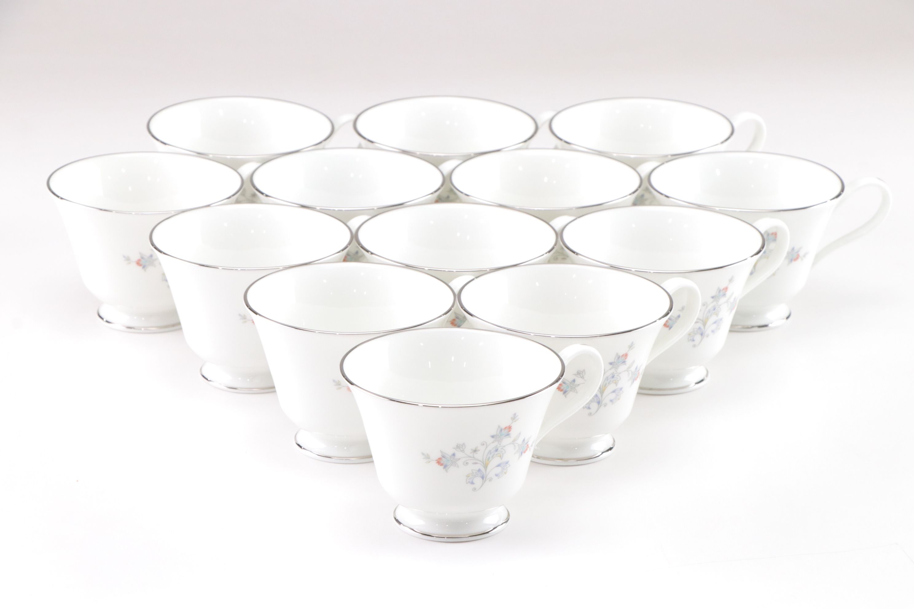 Oxford "Windflower" Bone China Platinum Trim Place Settings for 12+, 1970s