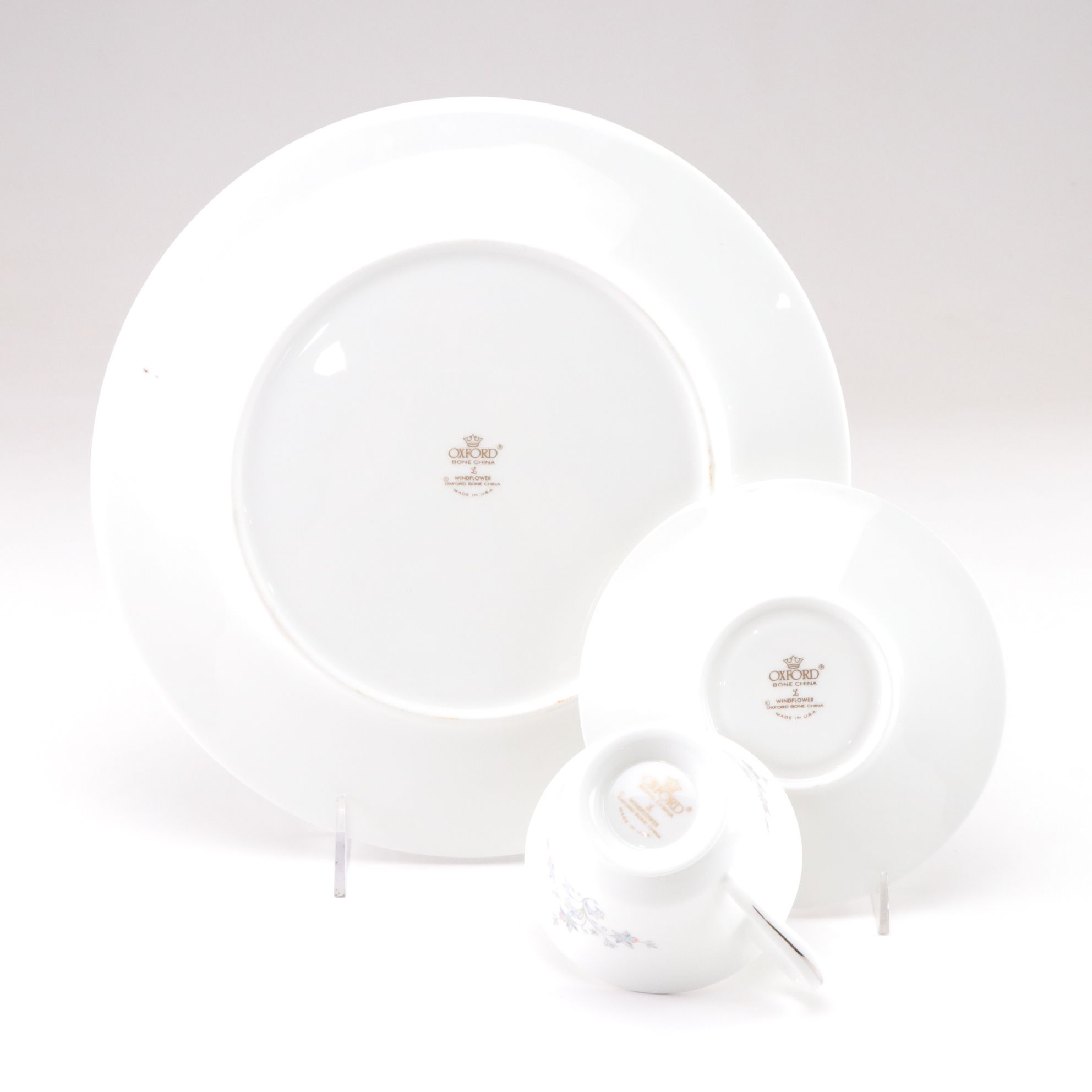 Oxford "Windflower" Bone China Platinum Trim Place Settings for 12+, 1970s