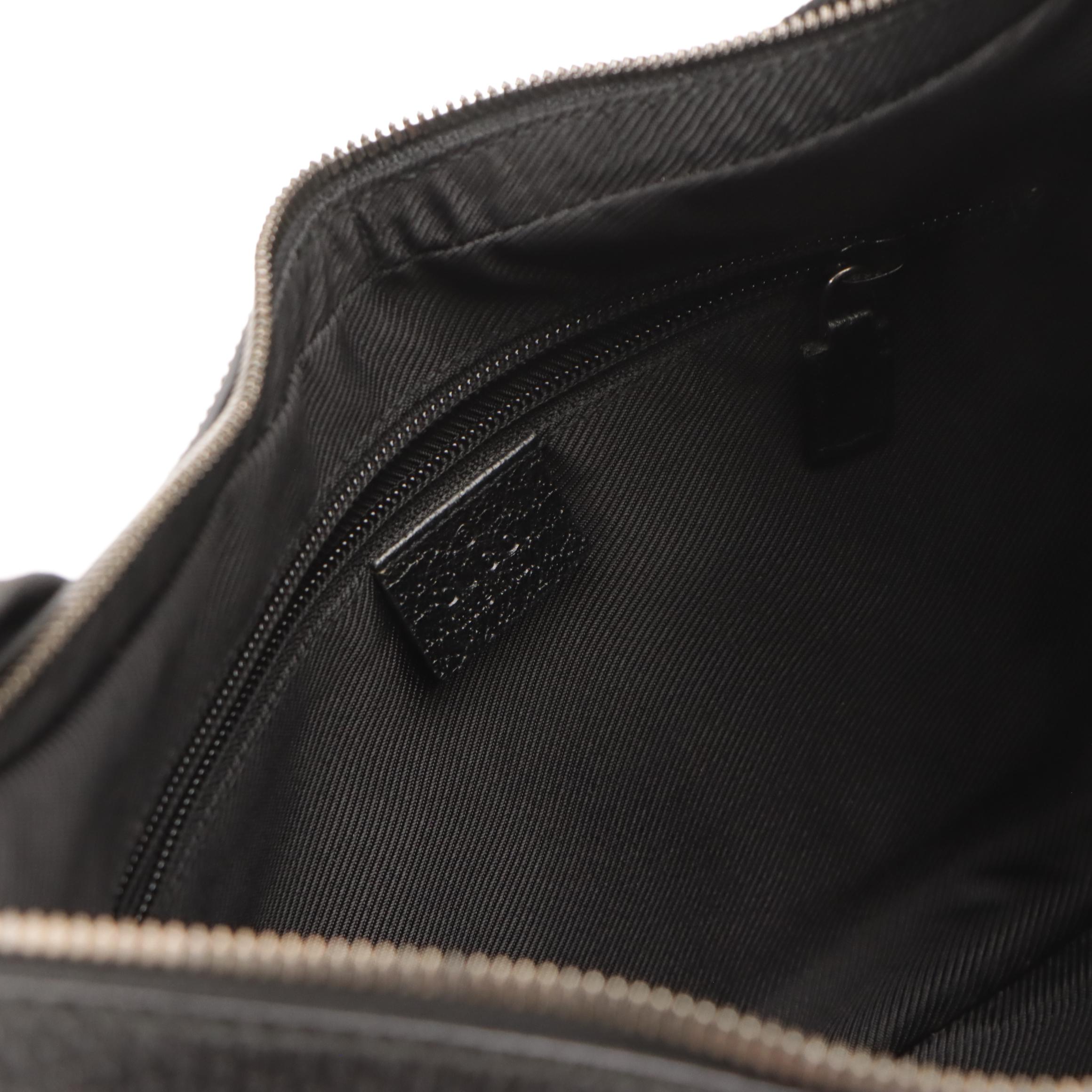 Gucci Black GG Canvas and Cinghiale Leather Zip Top Shoulder Bag