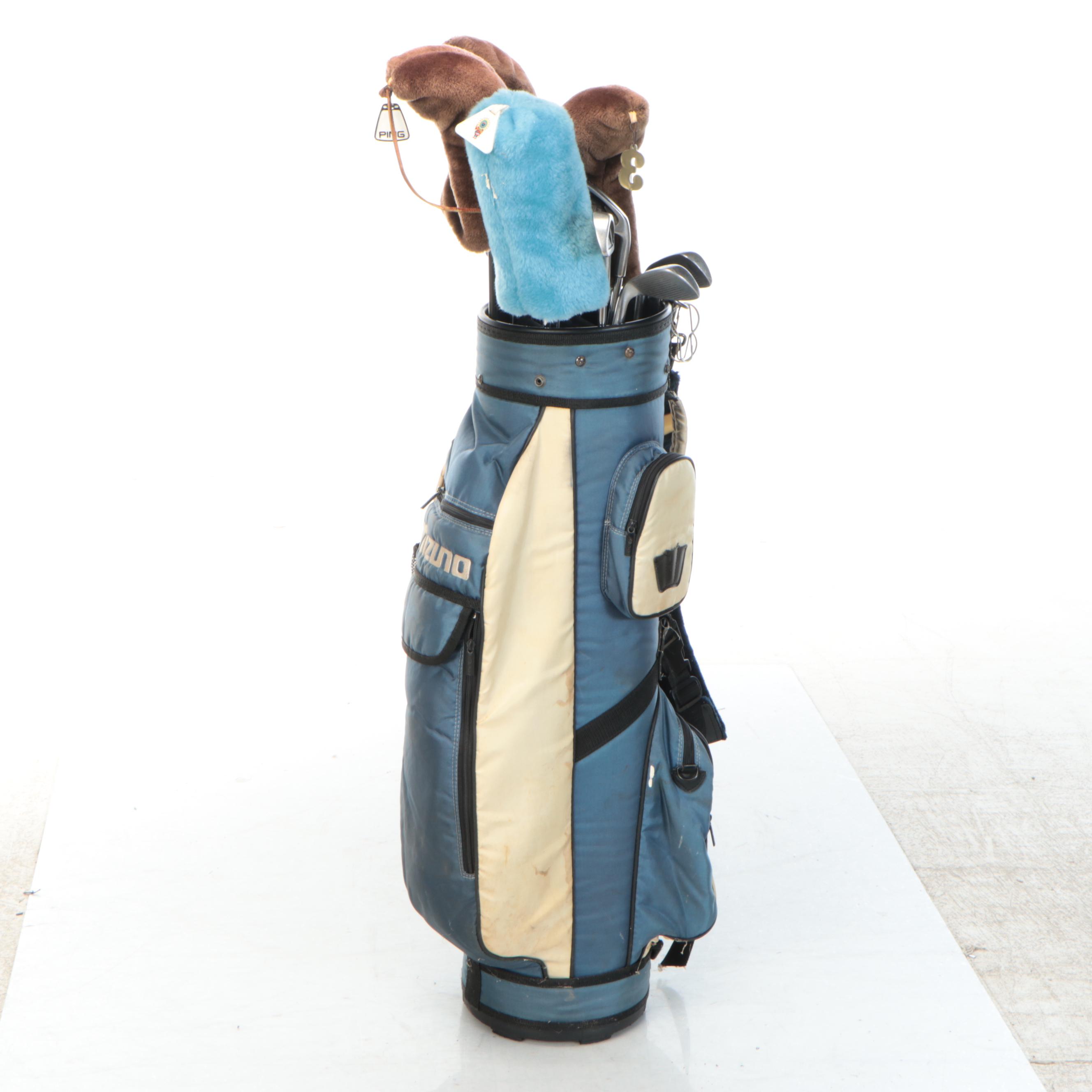 Mizuno Golf Bag with Ping and Other Clubs and More