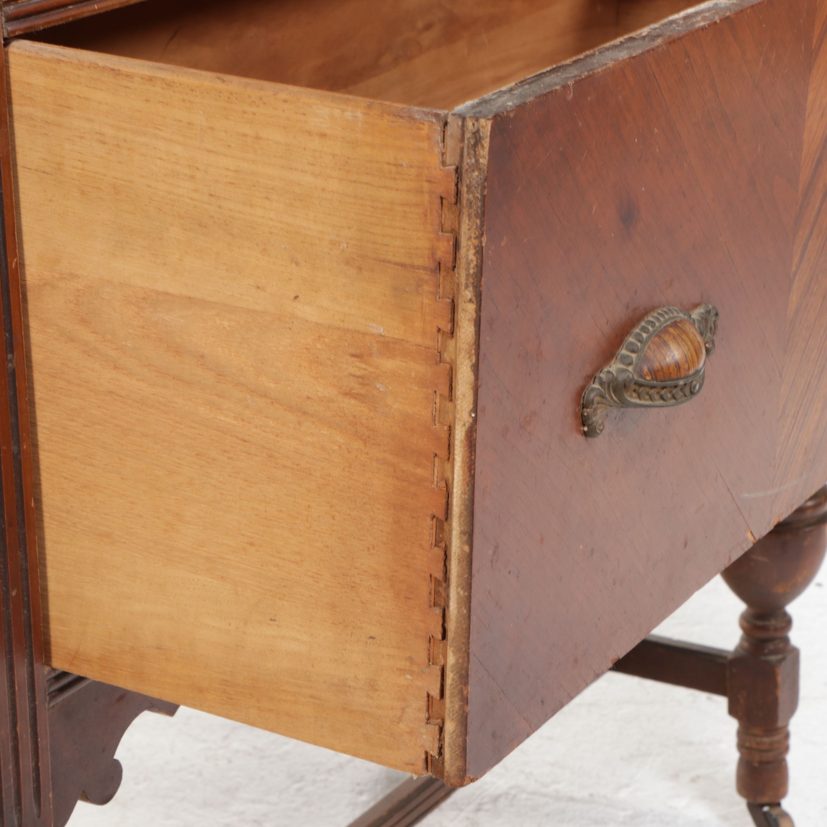 Art Deco Style Waterfall Veneer China Cabinet, Early to Mid-20th Century