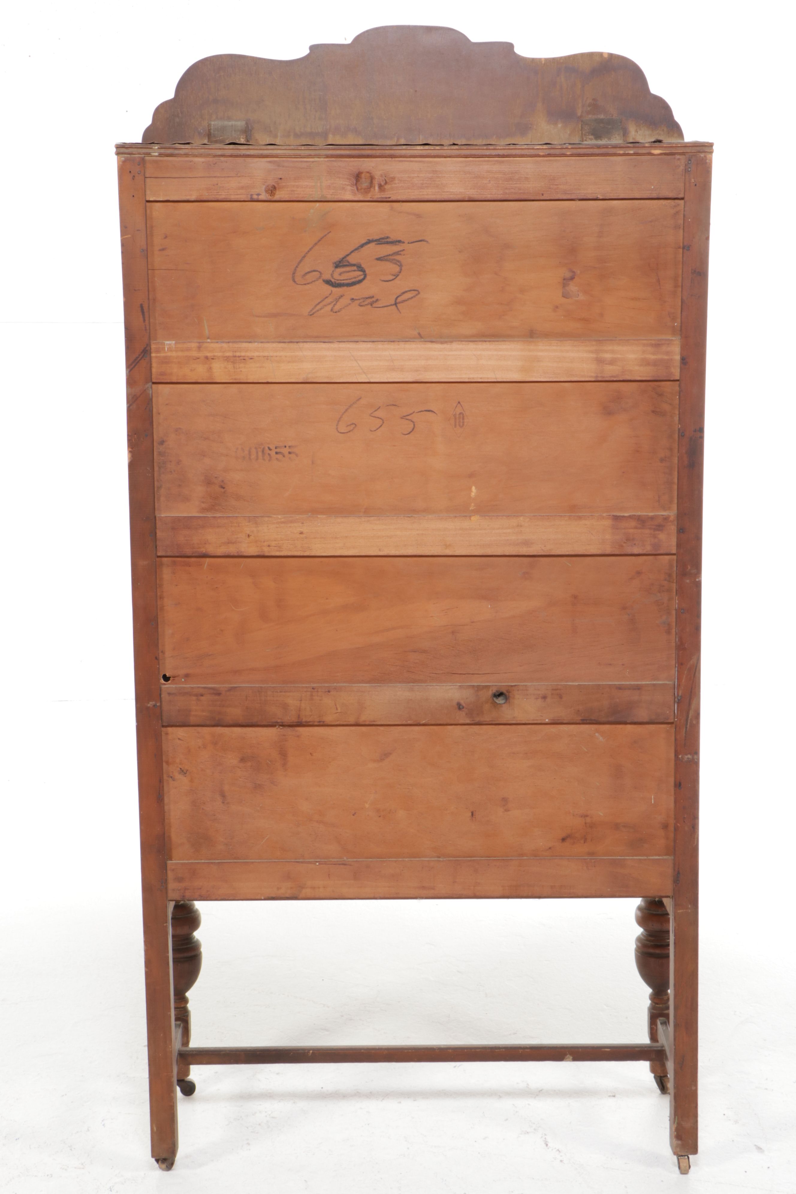 Art Deco Style Waterfall Veneer China Cabinet, Early to Mid-20th Century