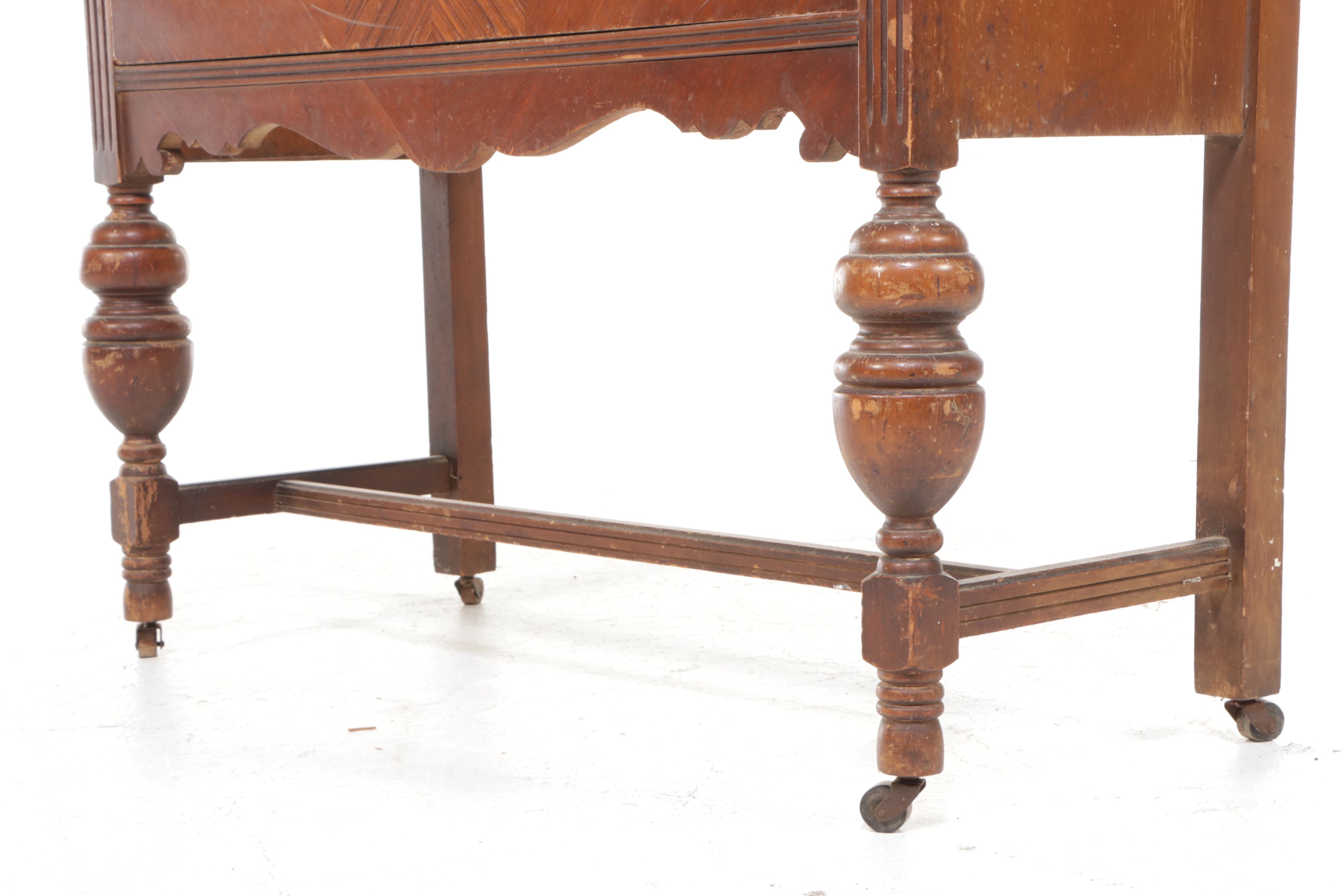 Art Deco Style Waterfall Veneer China Cabinet, Early to Mid-20th Century