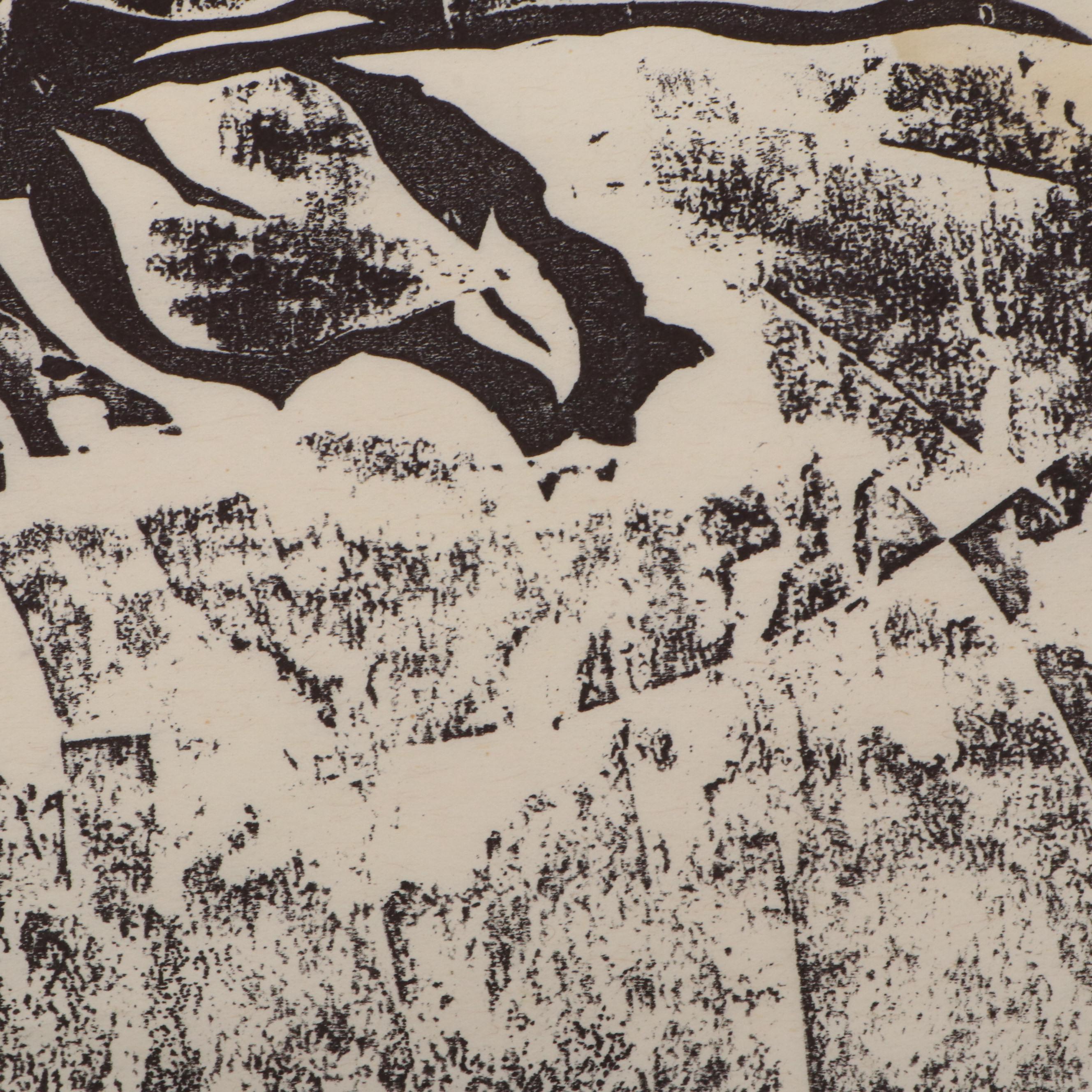 Leonard Maurer Floral Relief Print, 1966