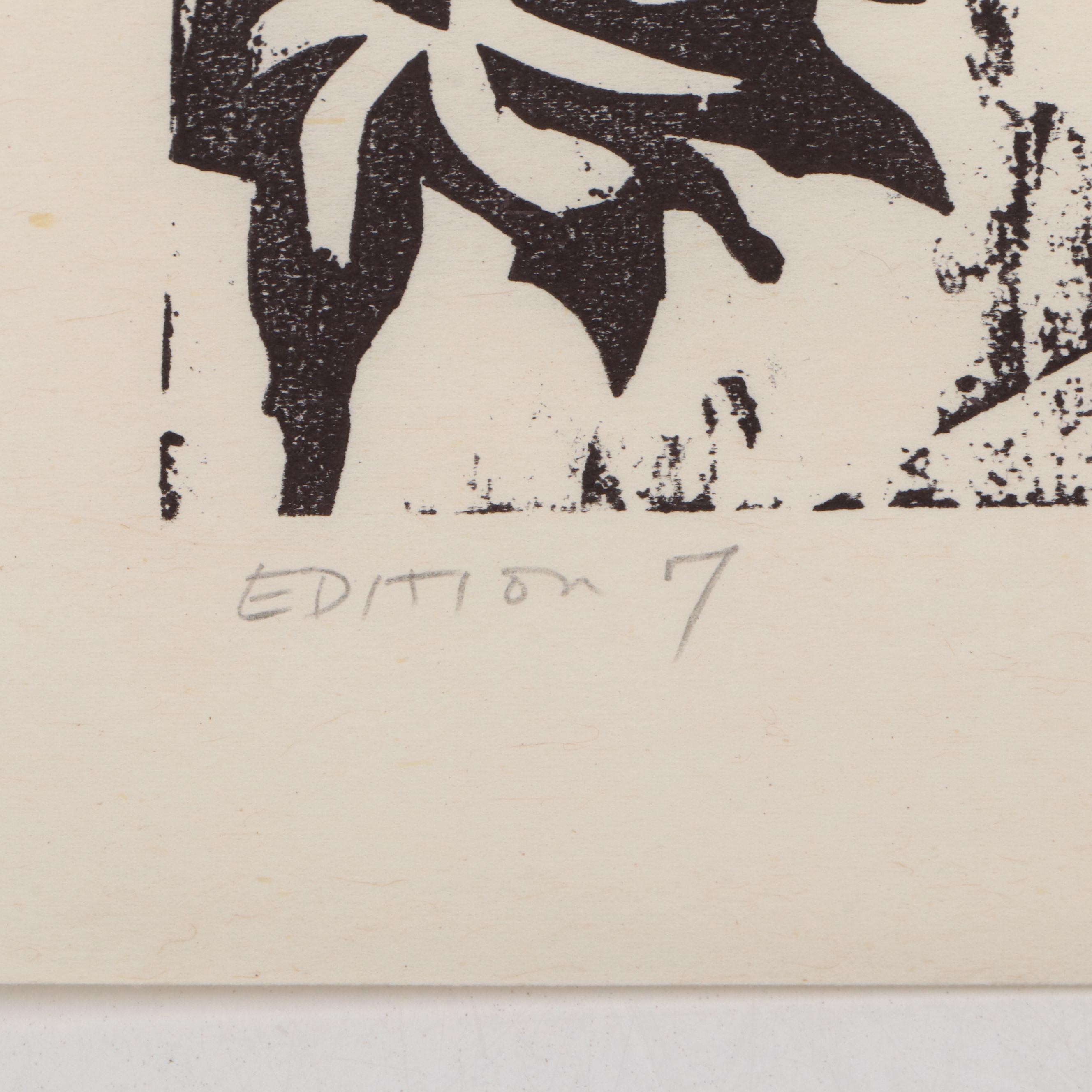 Leonard Maurer Floral Relief Print, 1966