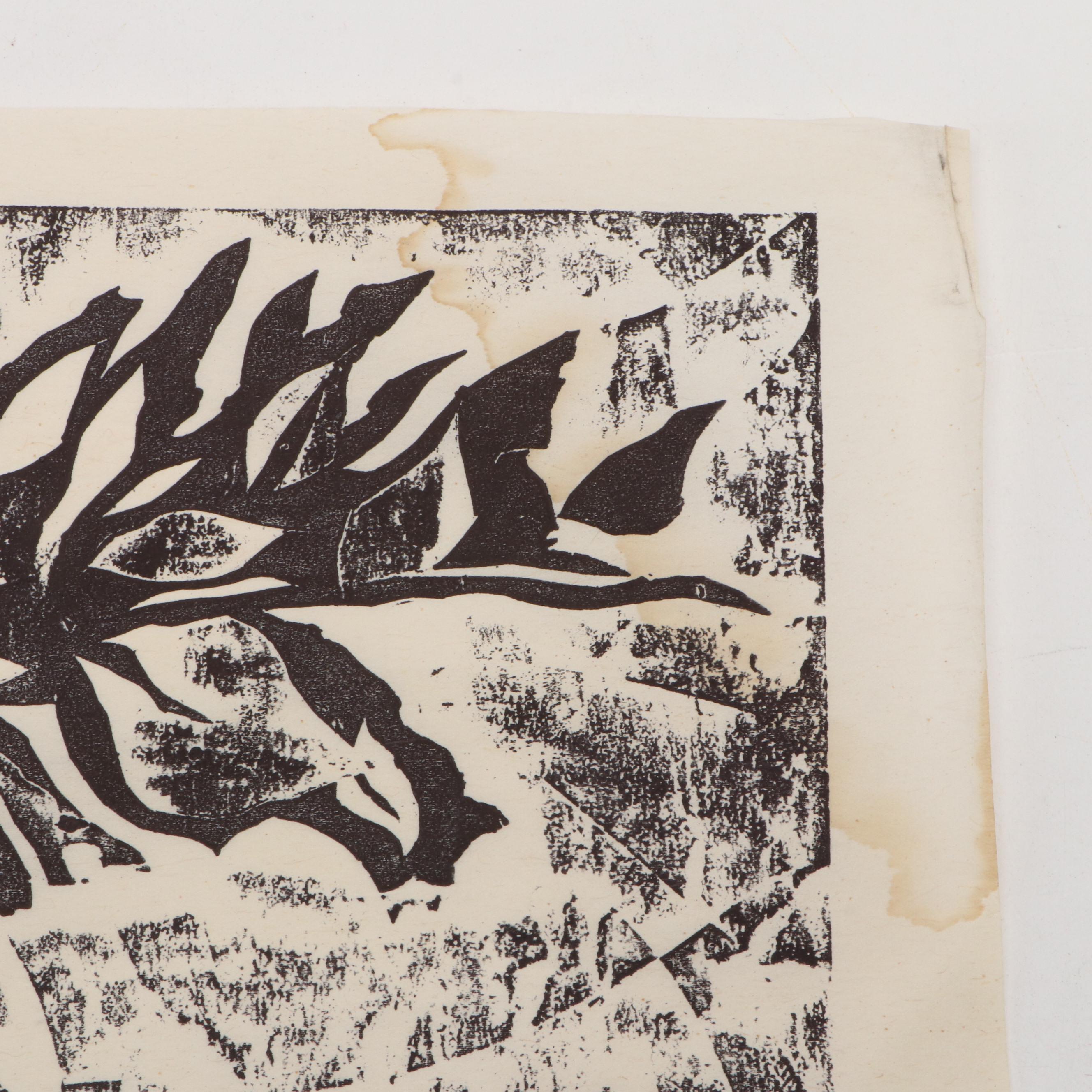 Leonard Maurer Floral Relief Print, 1966