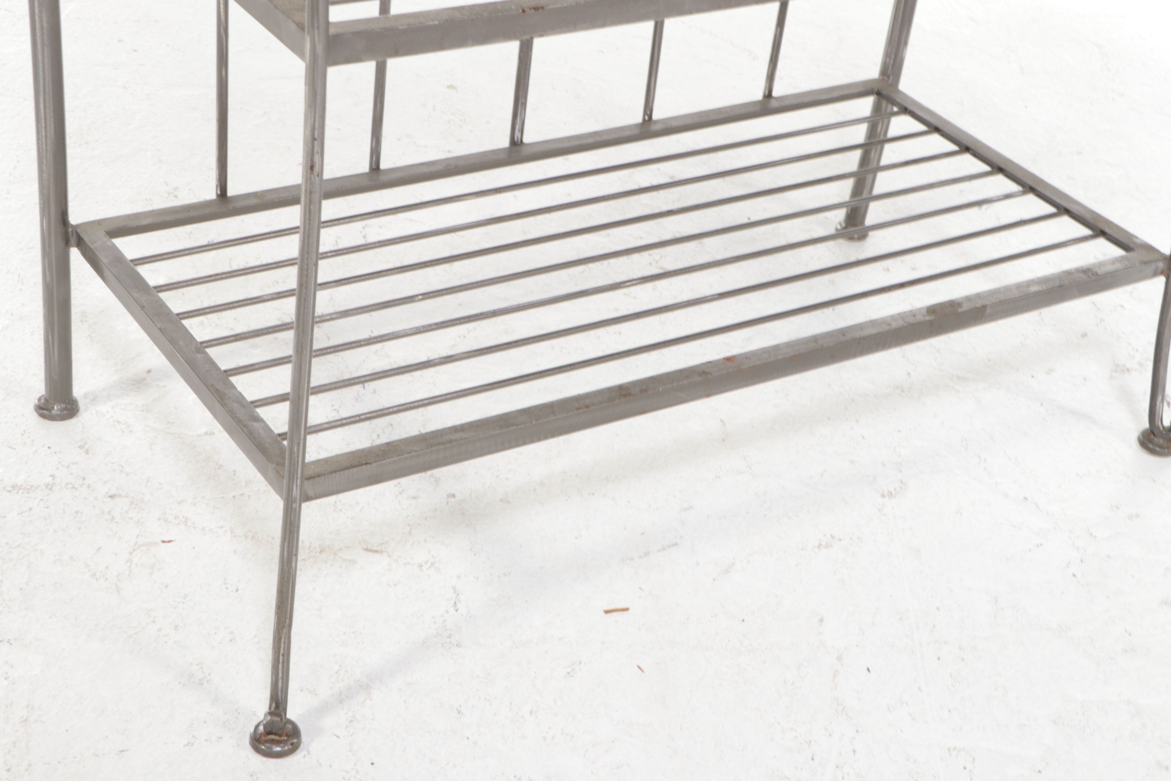 French Country Style Wrought Iron Baker's Rack with Glass Shelf