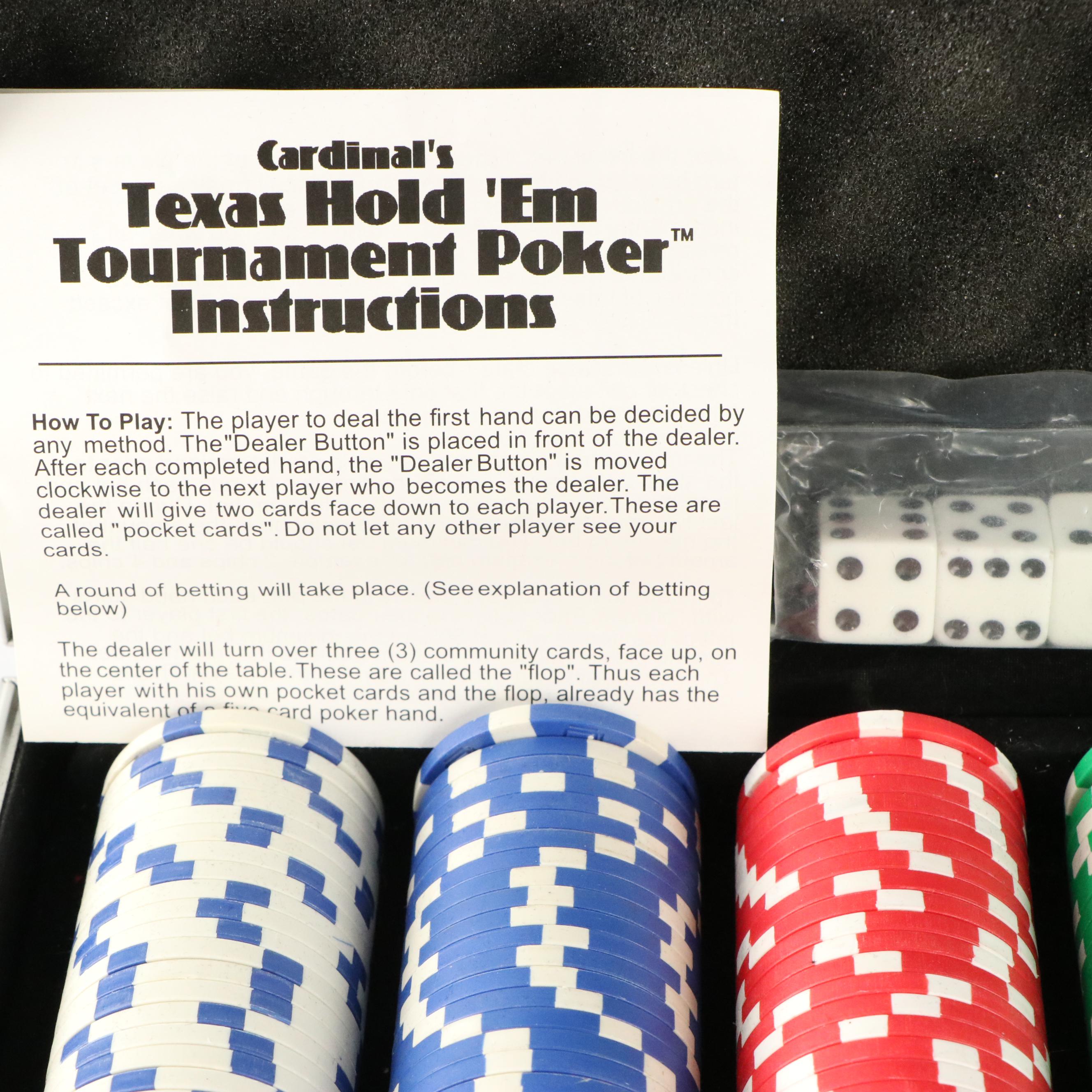 Cardinal's Texas Hold 'Em Poker Set With Deck of Cards, Chips, Buttons & Dice