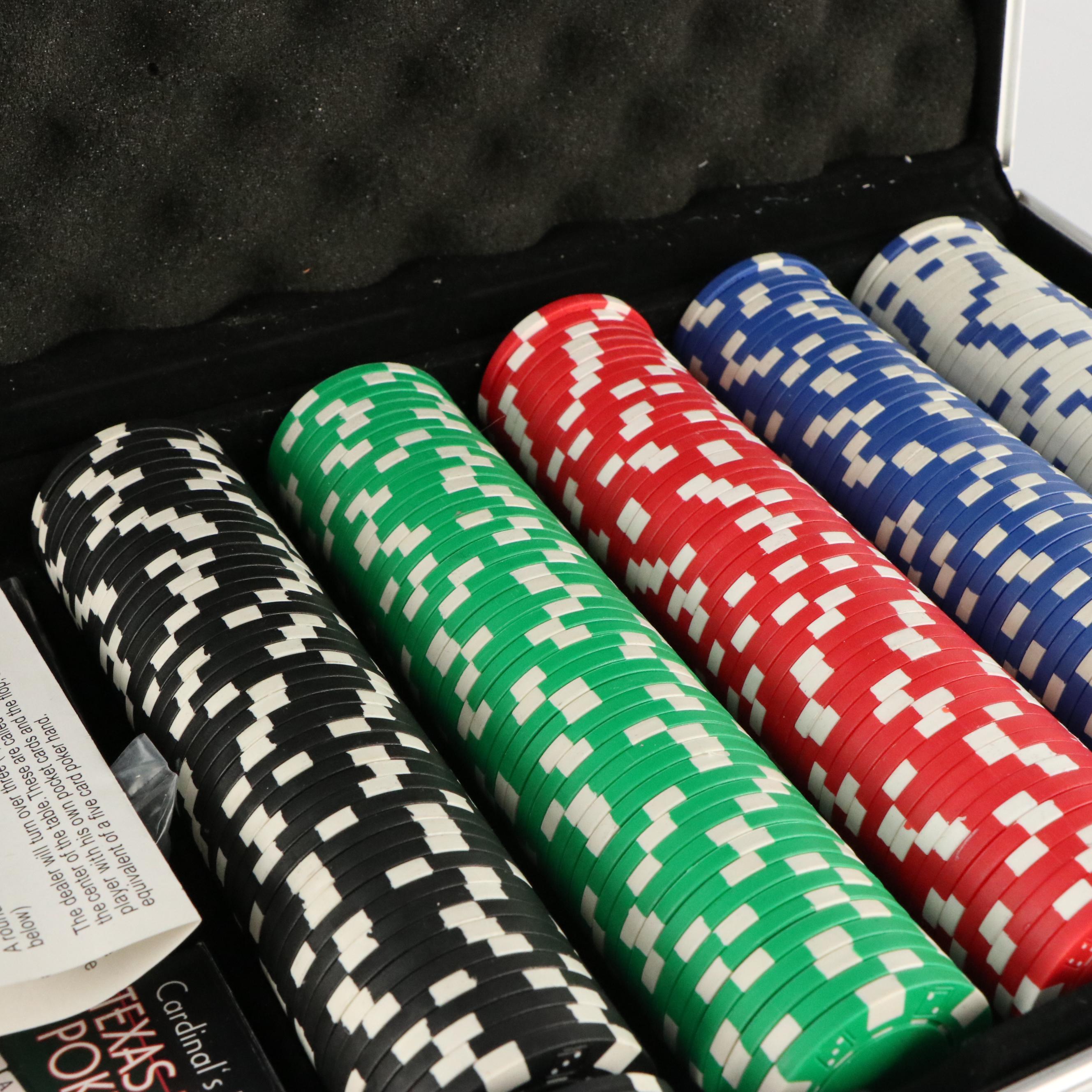Cardinal's Texas Hold 'Em Poker Set With Deck of Cards, Chips, Buttons & Dice