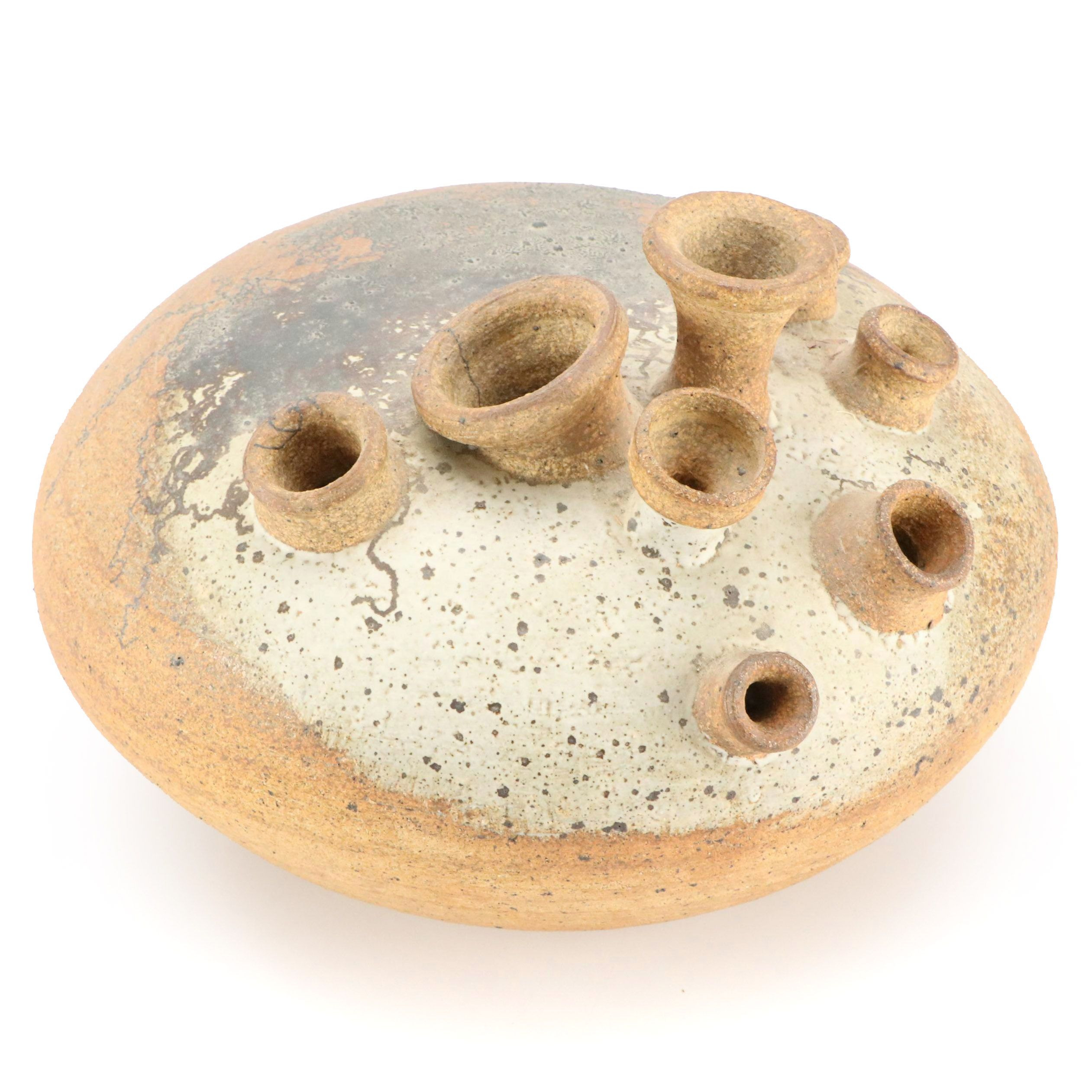 Artist Signed Ceramic Seven Spout Vase