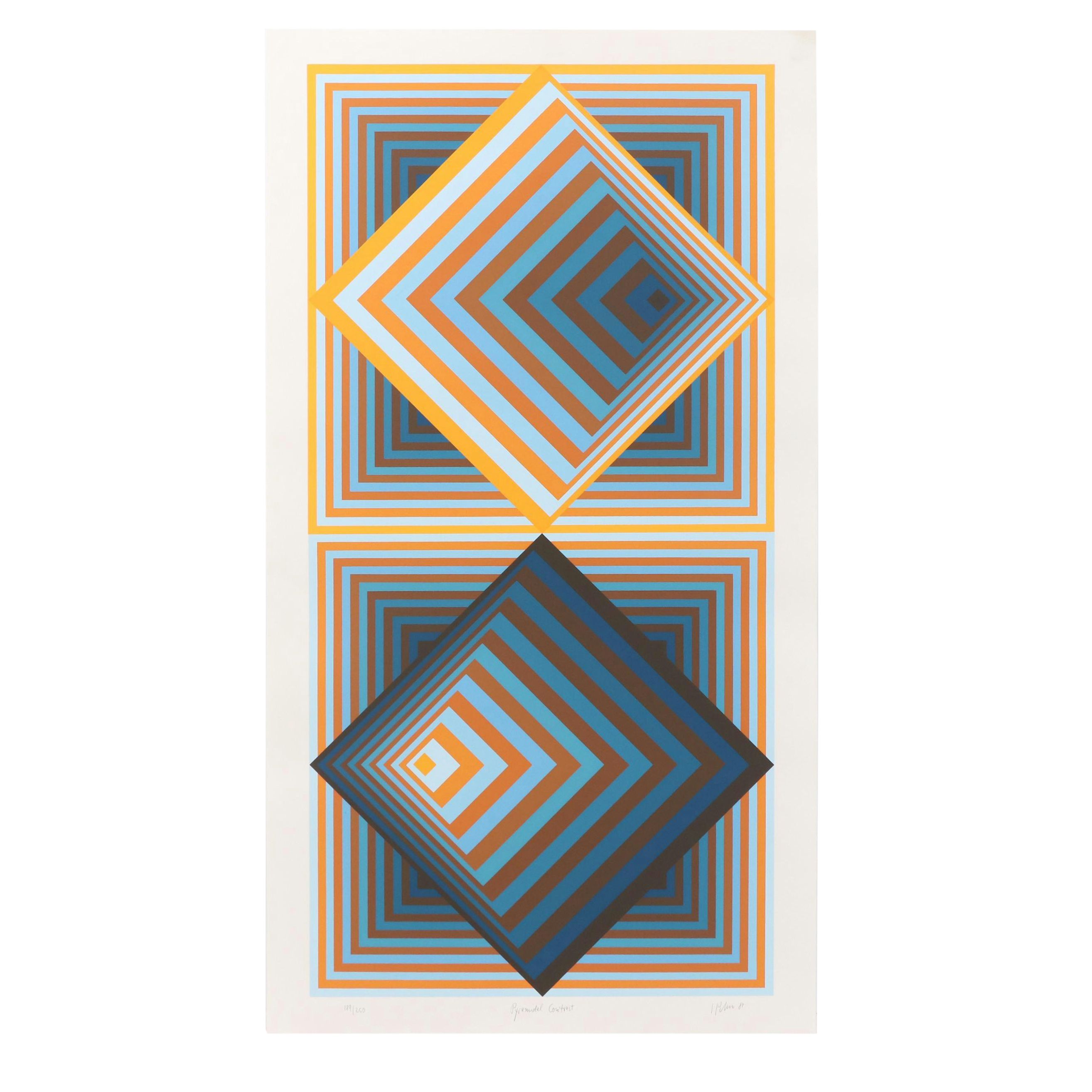 Jürgen Peters Op Art "Pyramidal Contrast" Serigraph, 1981