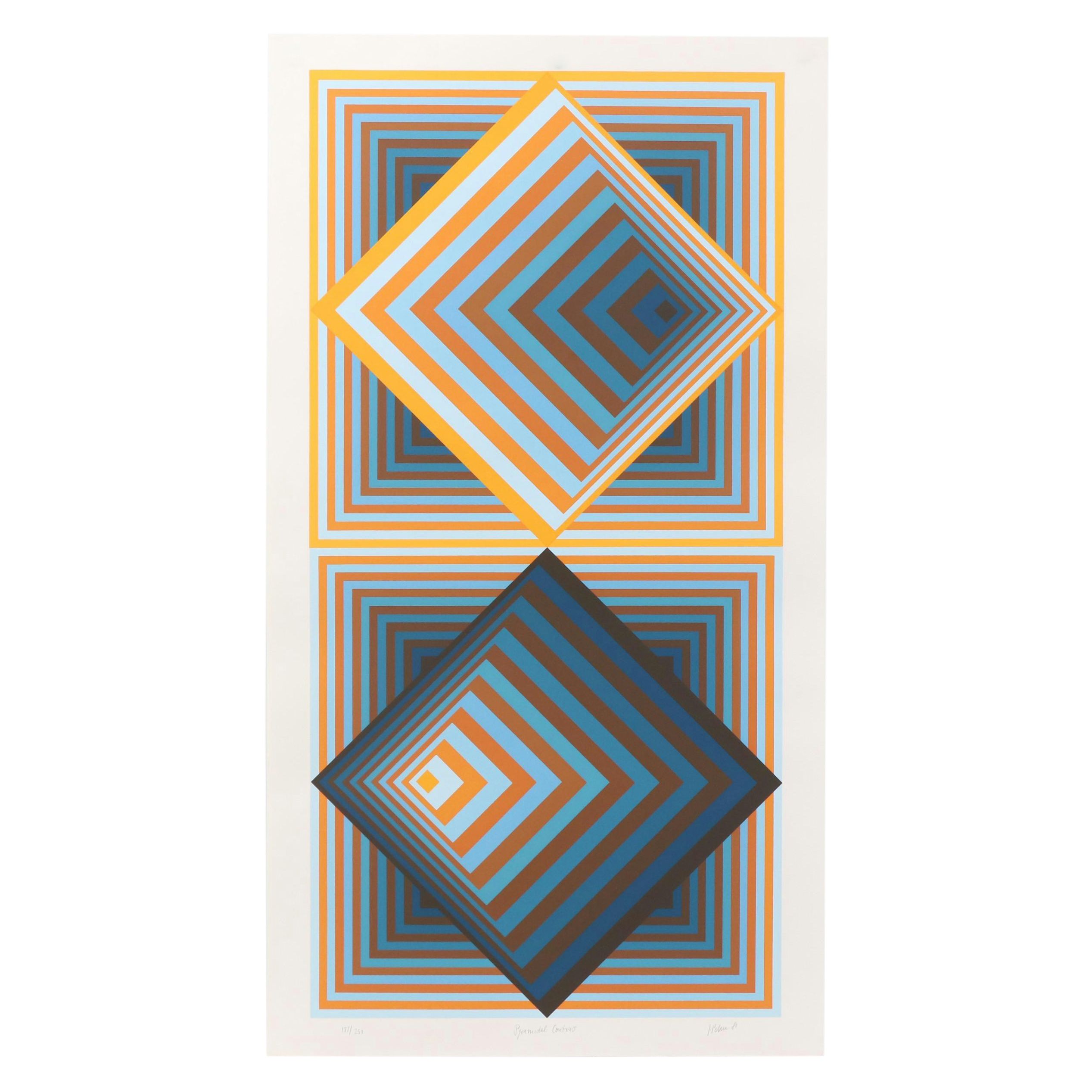 Jürgen Peters Op Art "Pyramidal Contrast" Serigraph, 1981