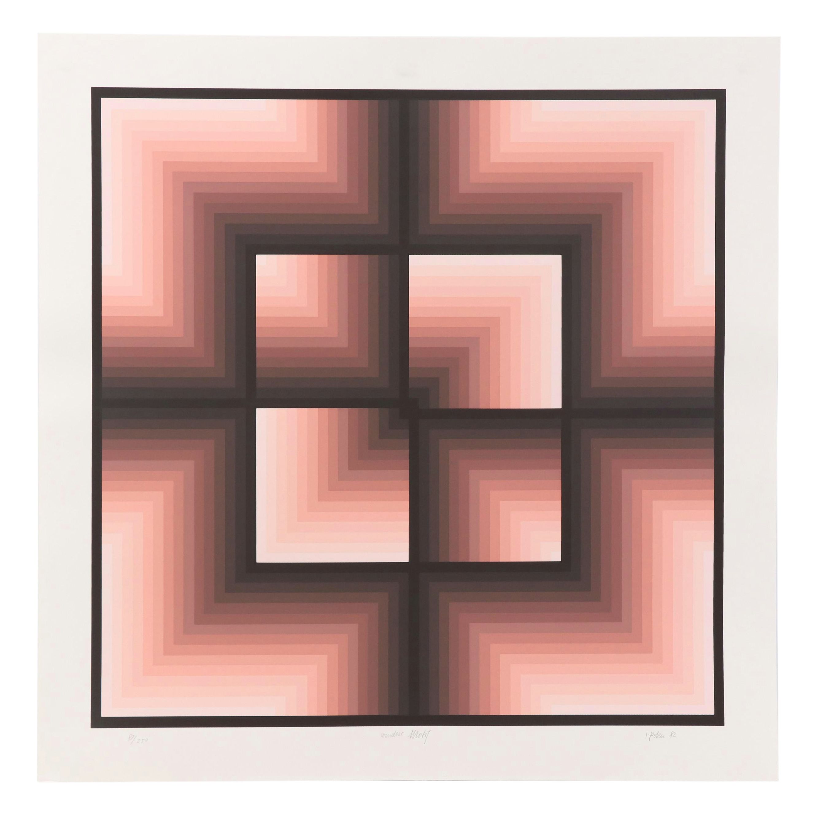 Jürgen Peters Op Art Serigraph "Window Motif," 1982