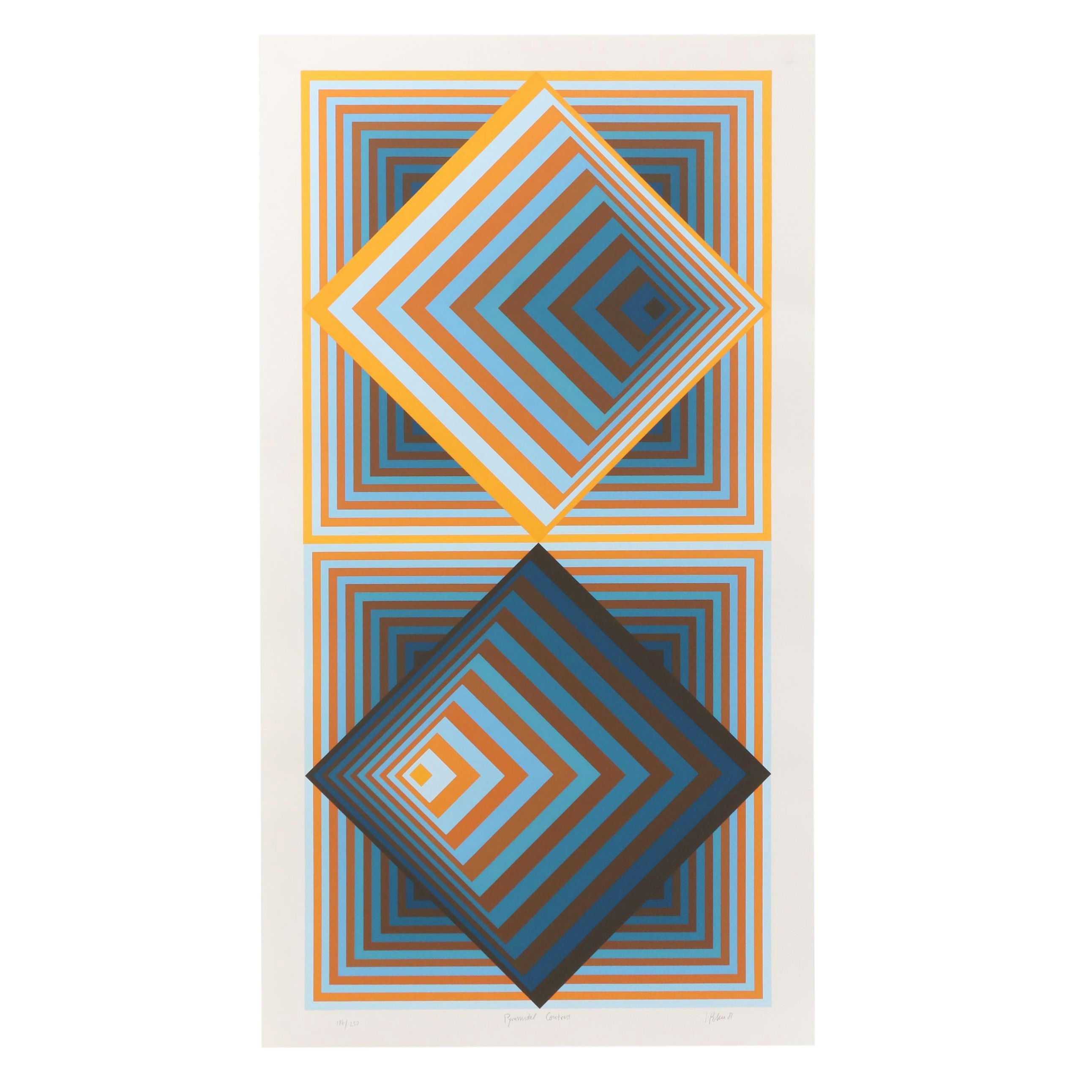 Jürgen Peters Op Art "Pyramidal Contrast" Serigraph, 1981