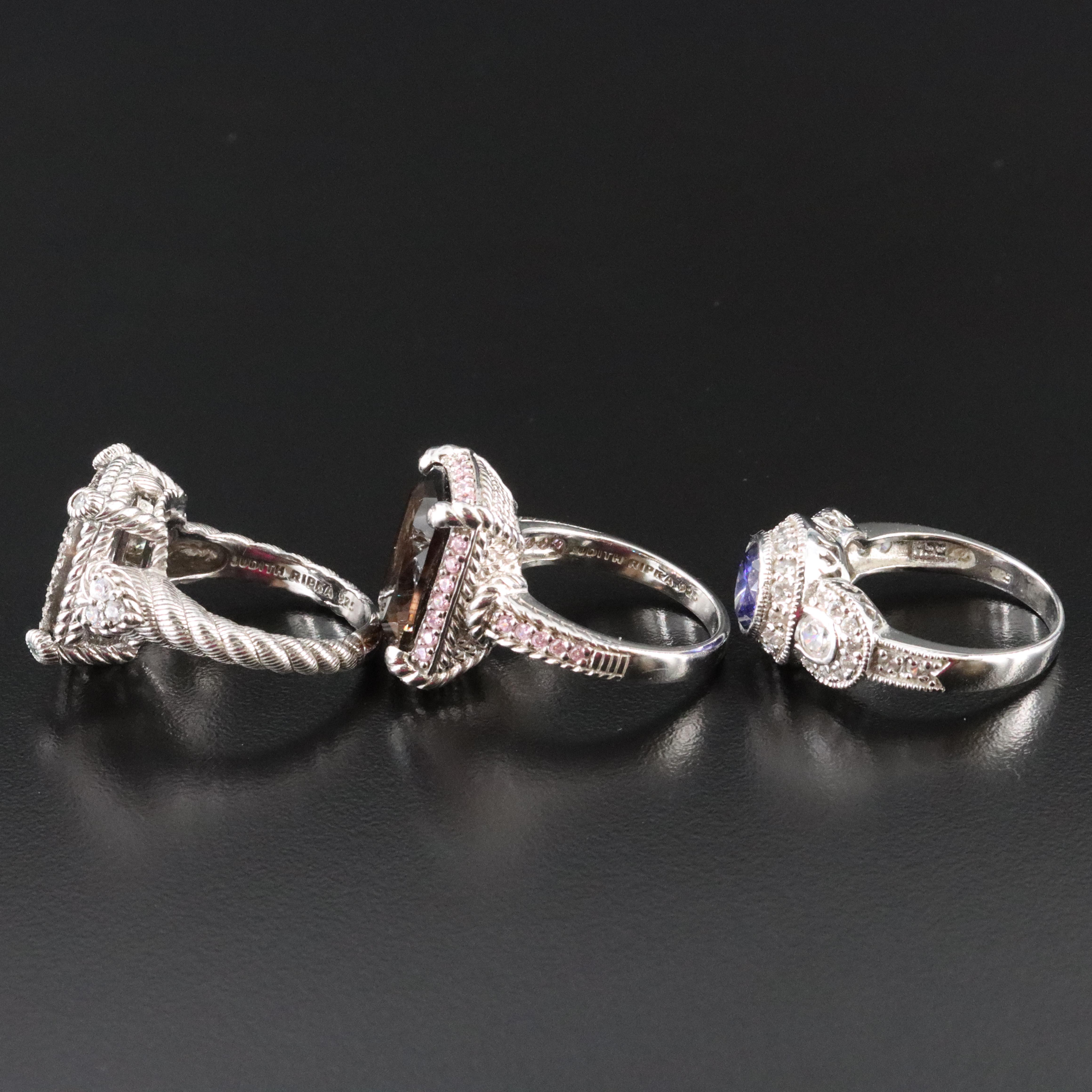 Sterling Rings Featuring Judith Ripka Smoky Quartz and Druzy