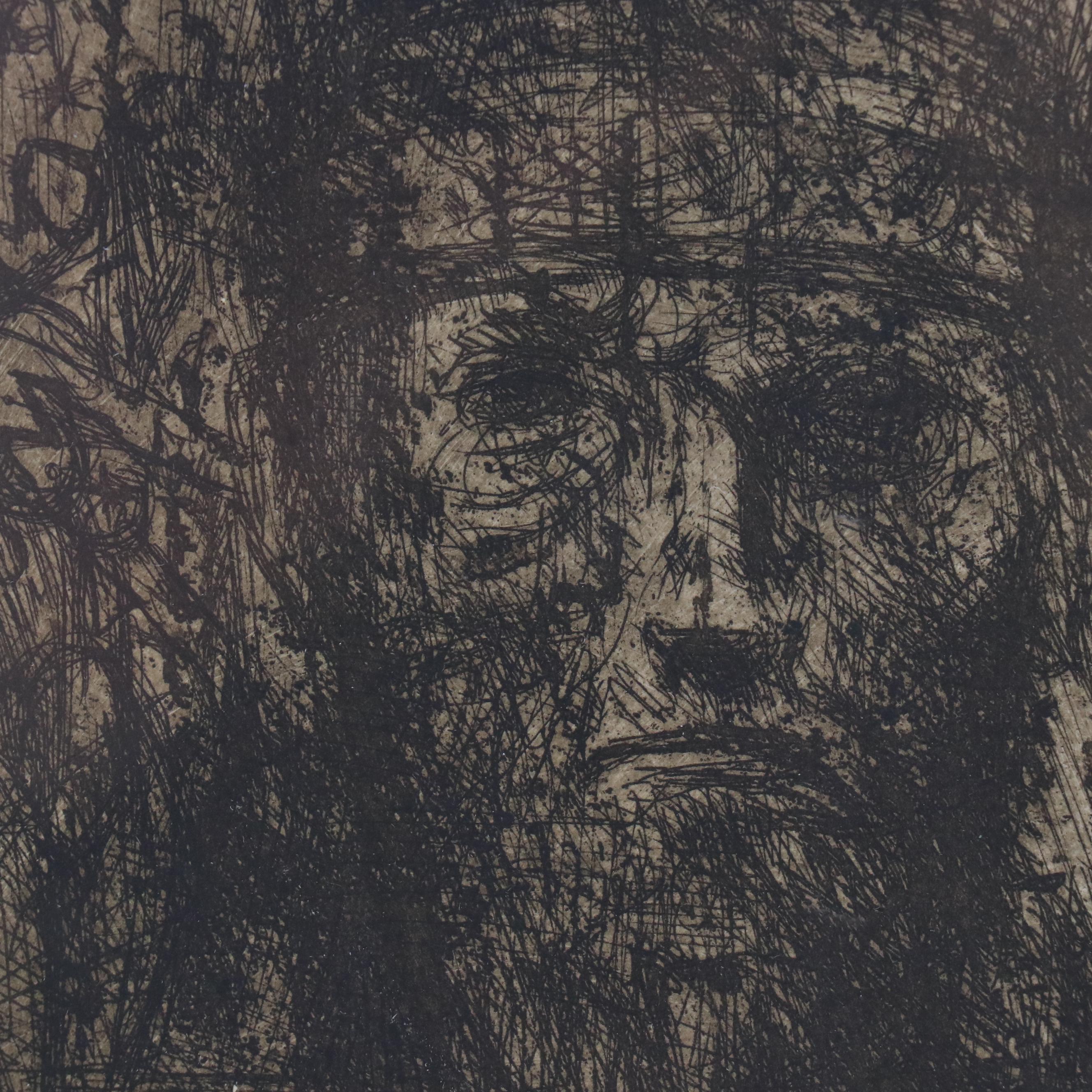 Leonard Maurer Modern Portrait Etching "Kings + Others"