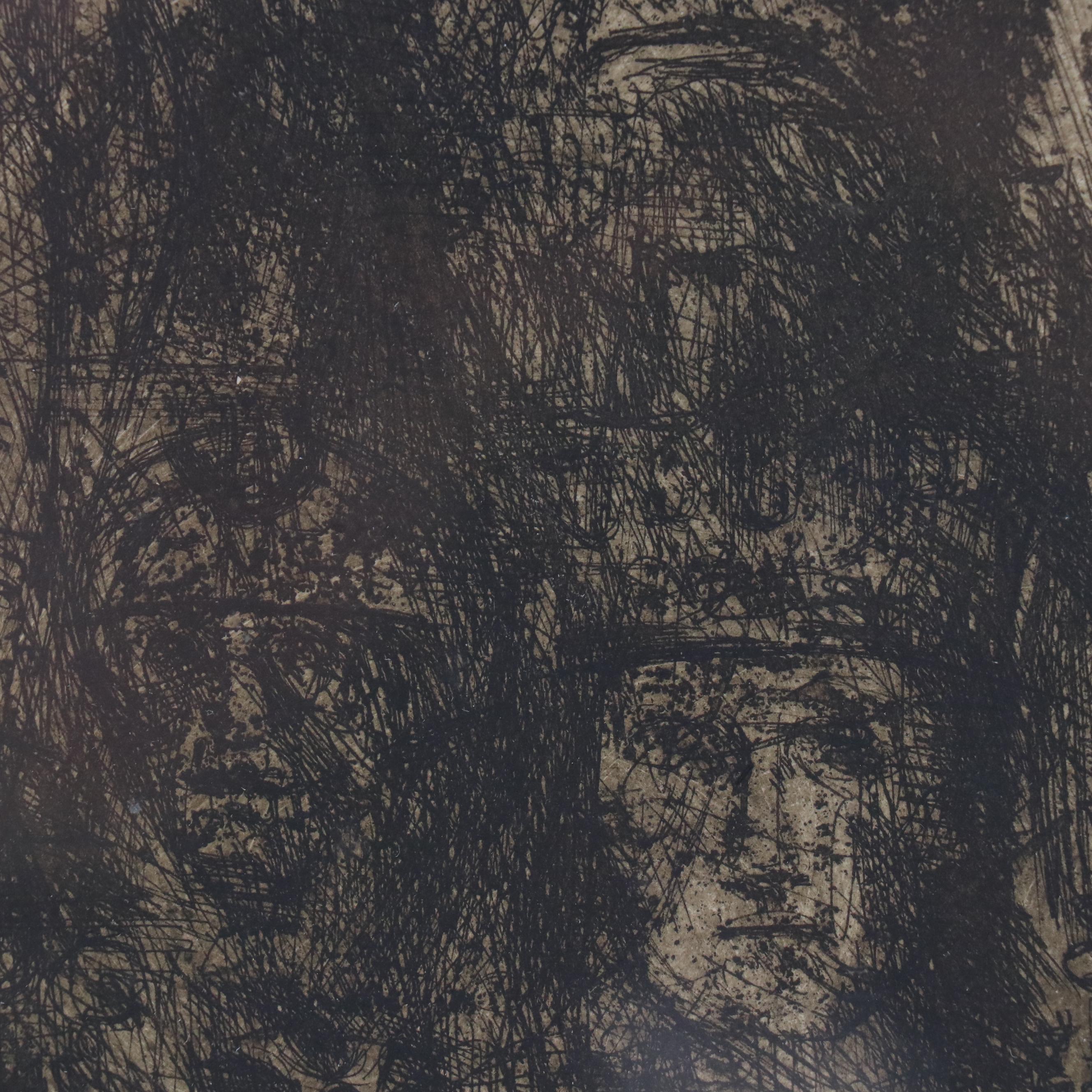 Leonard Maurer Modern Portrait Etching "Kings + Others"