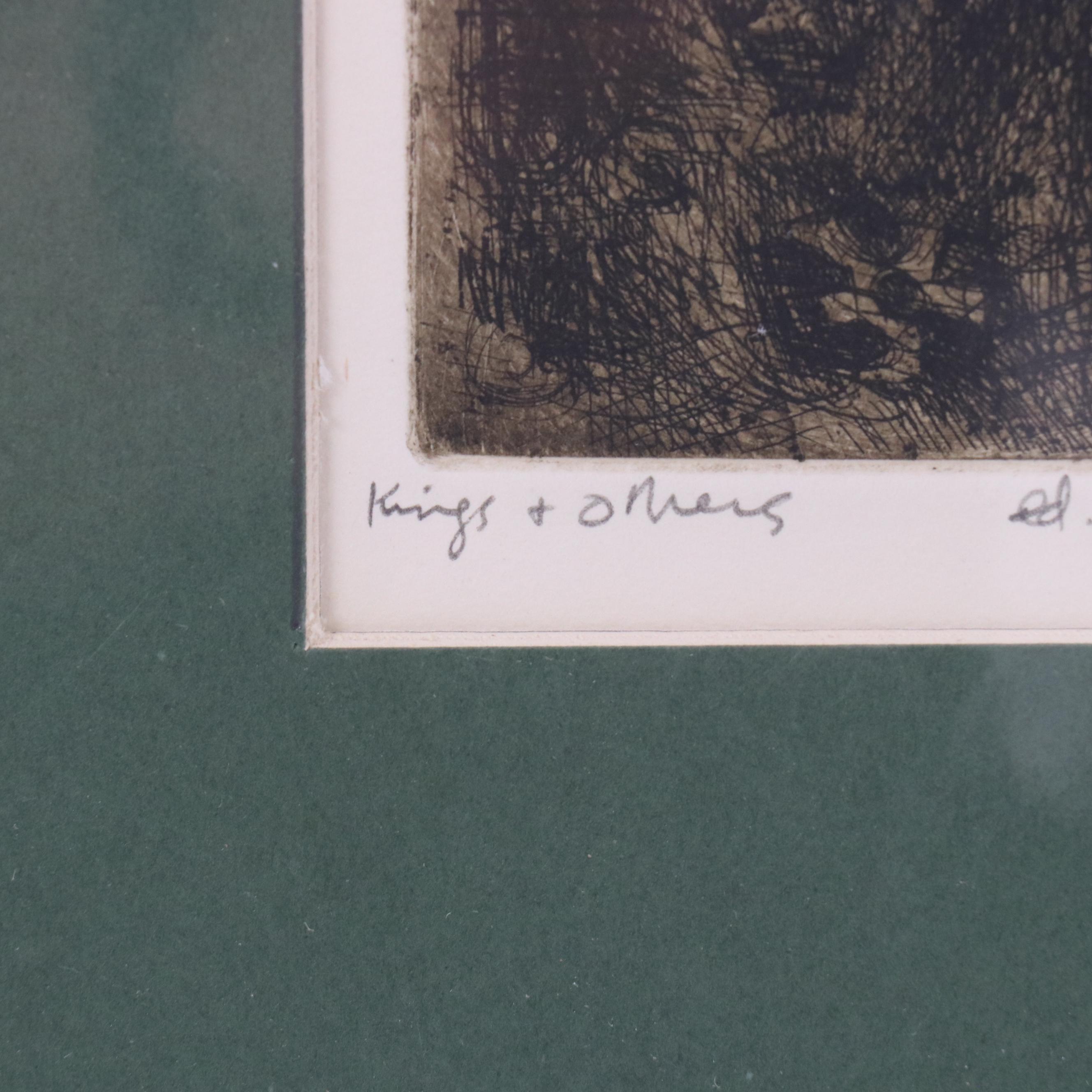 Leonard Maurer Modern Portrait Etching "Kings + Others"