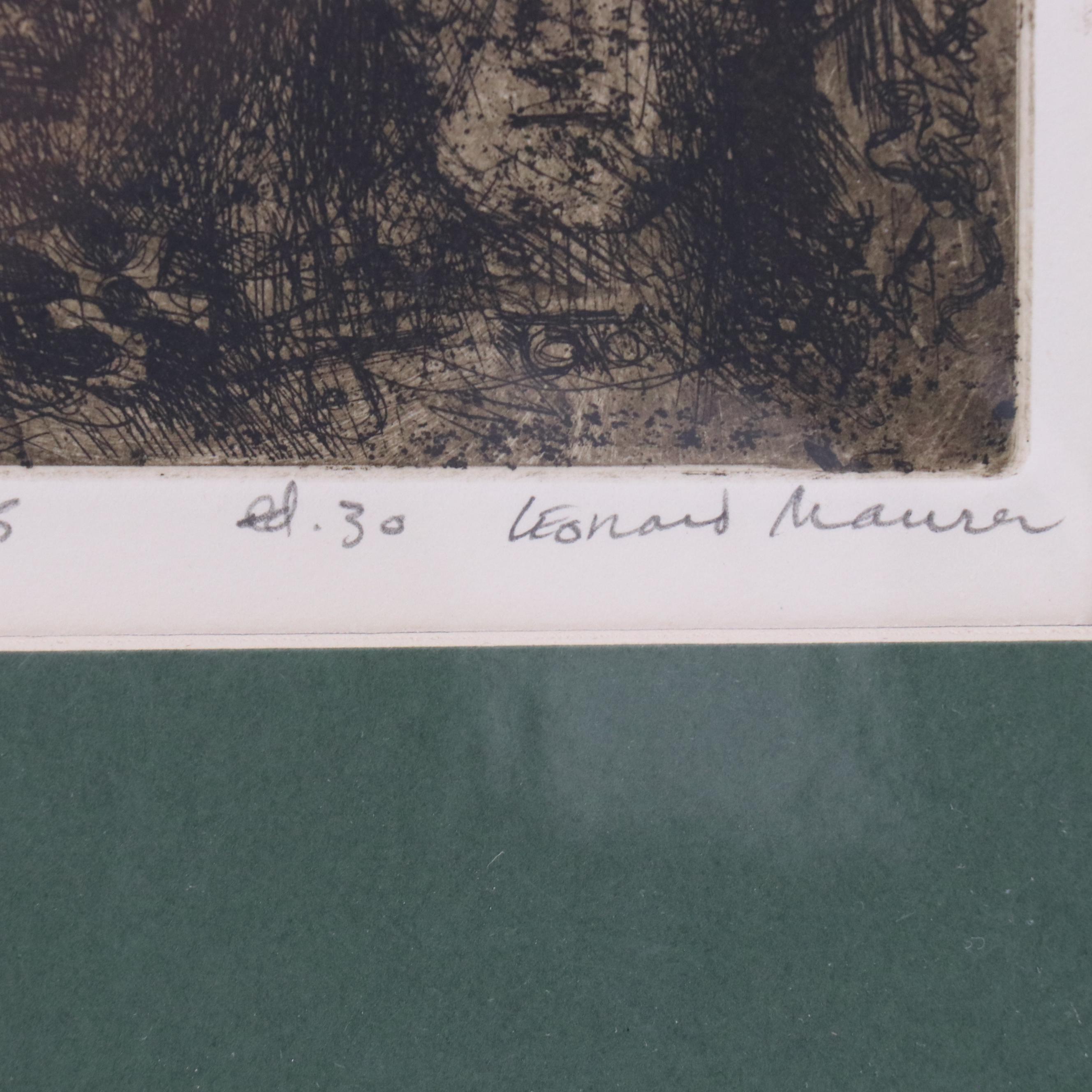 Leonard Maurer Modern Portrait Etching "Kings + Others"