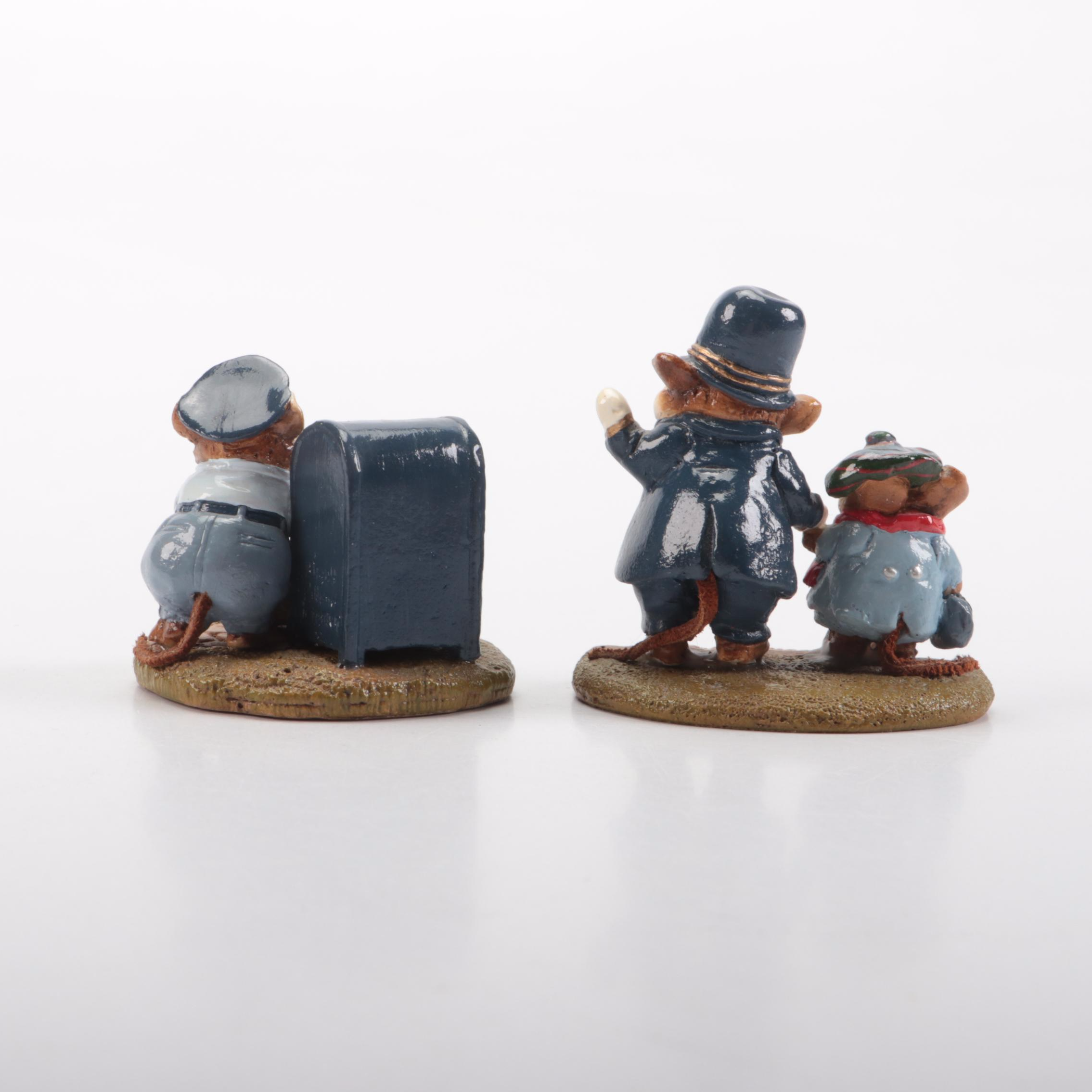 Signed Wee Forest Folk Resin Mice Figurines, Late 20th/Early 21st Century