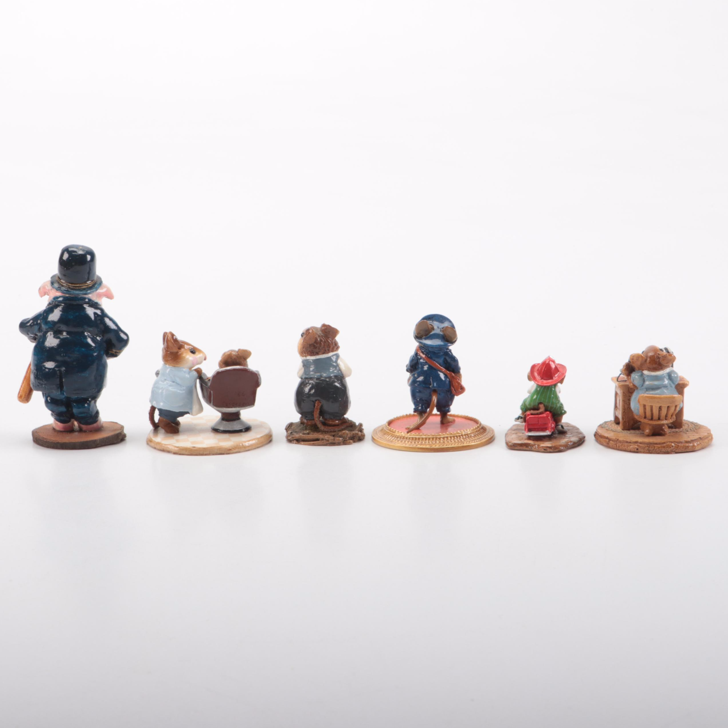 Signed Wee Forest Folk Resin Mice Figurines, Late 20th/Early 21st Century