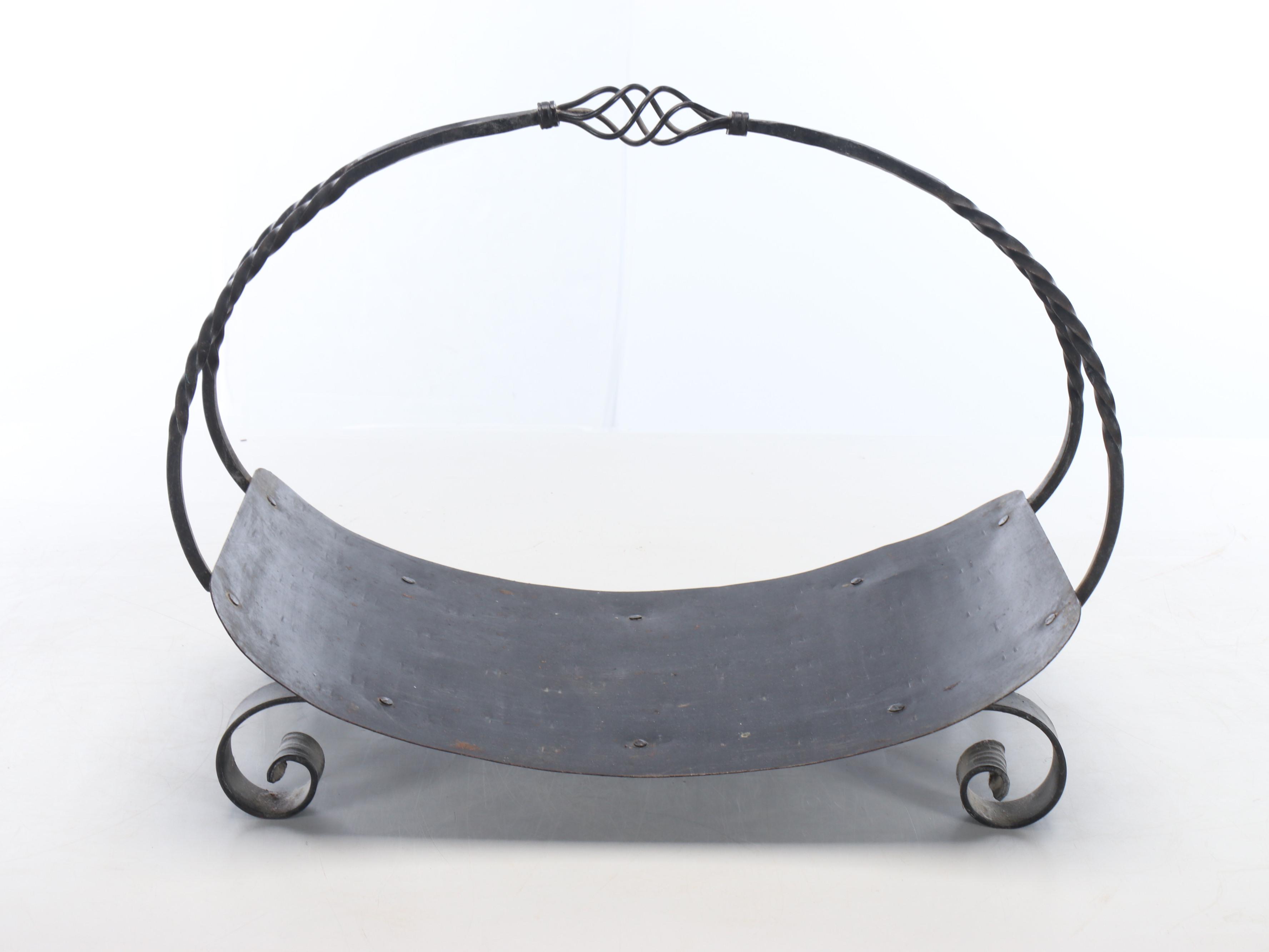 Twist and Scrolled Cast Iron Log Holder, Fireplace Tool Set, Grill and Andiron