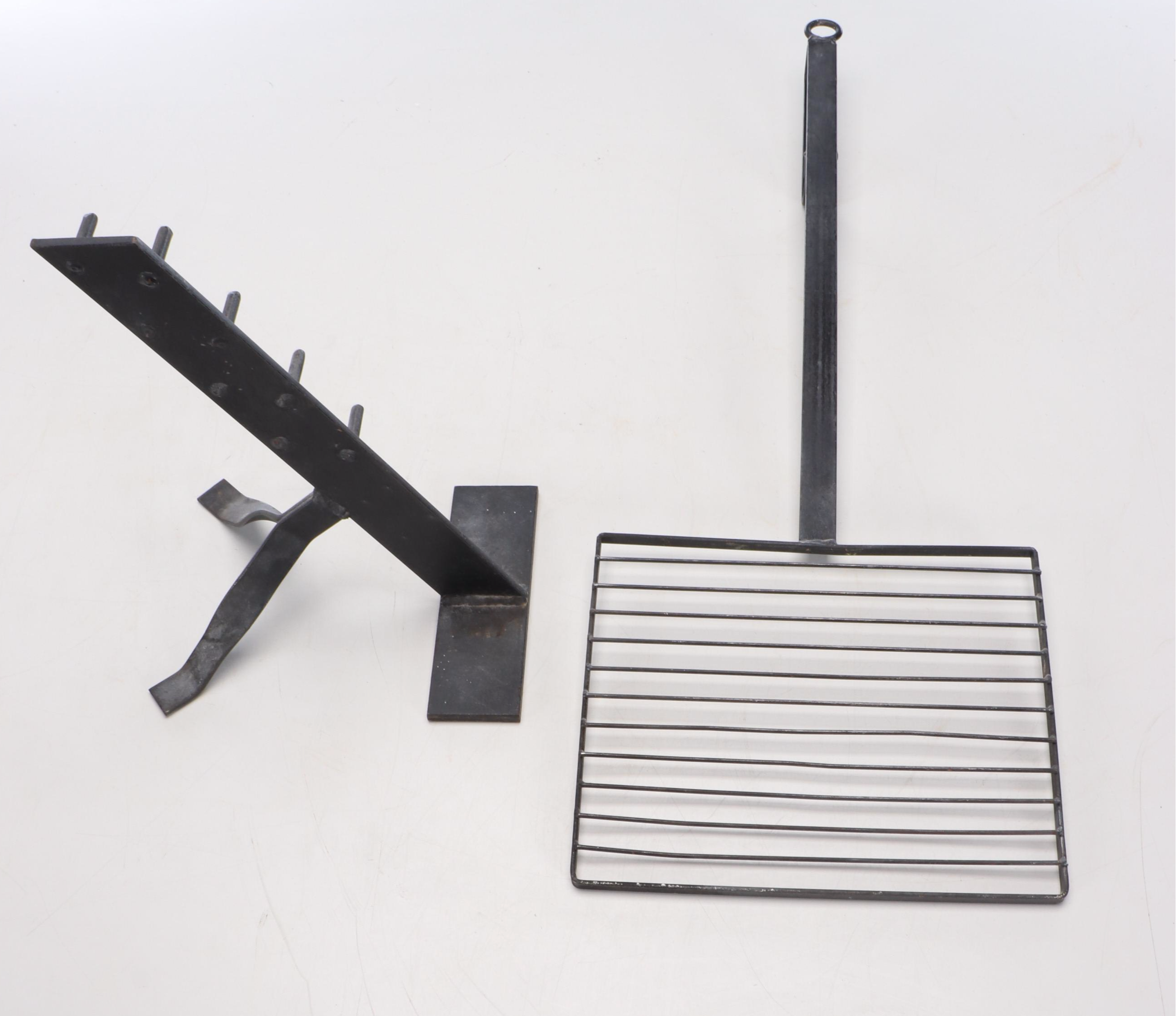 Twist and Scrolled Cast Iron Log Holder, Fireplace Tool Set, Grill and Andiron