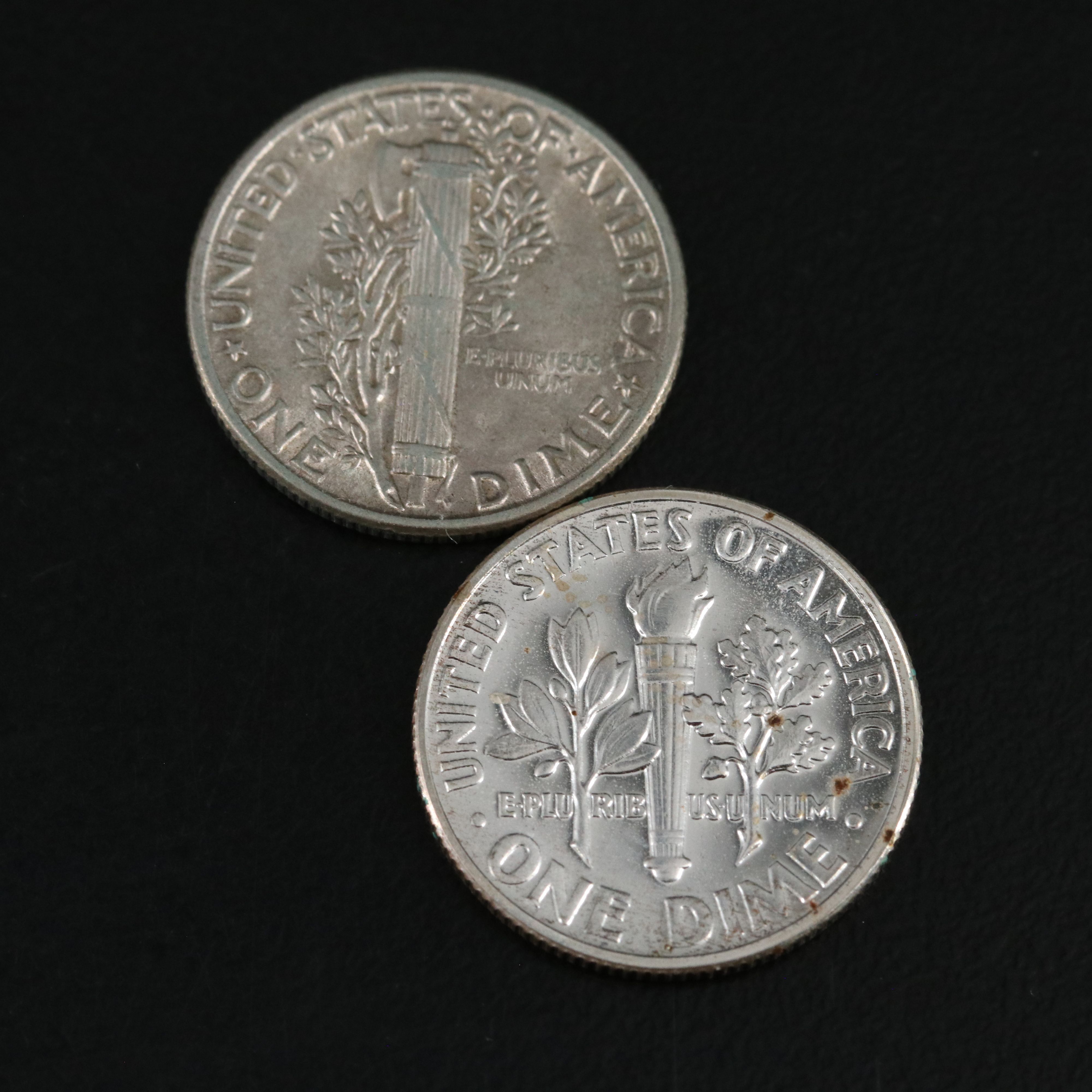 Six  Silver and Copper-Nickel U.S. Coins with a 1901 Barber Half Dollar