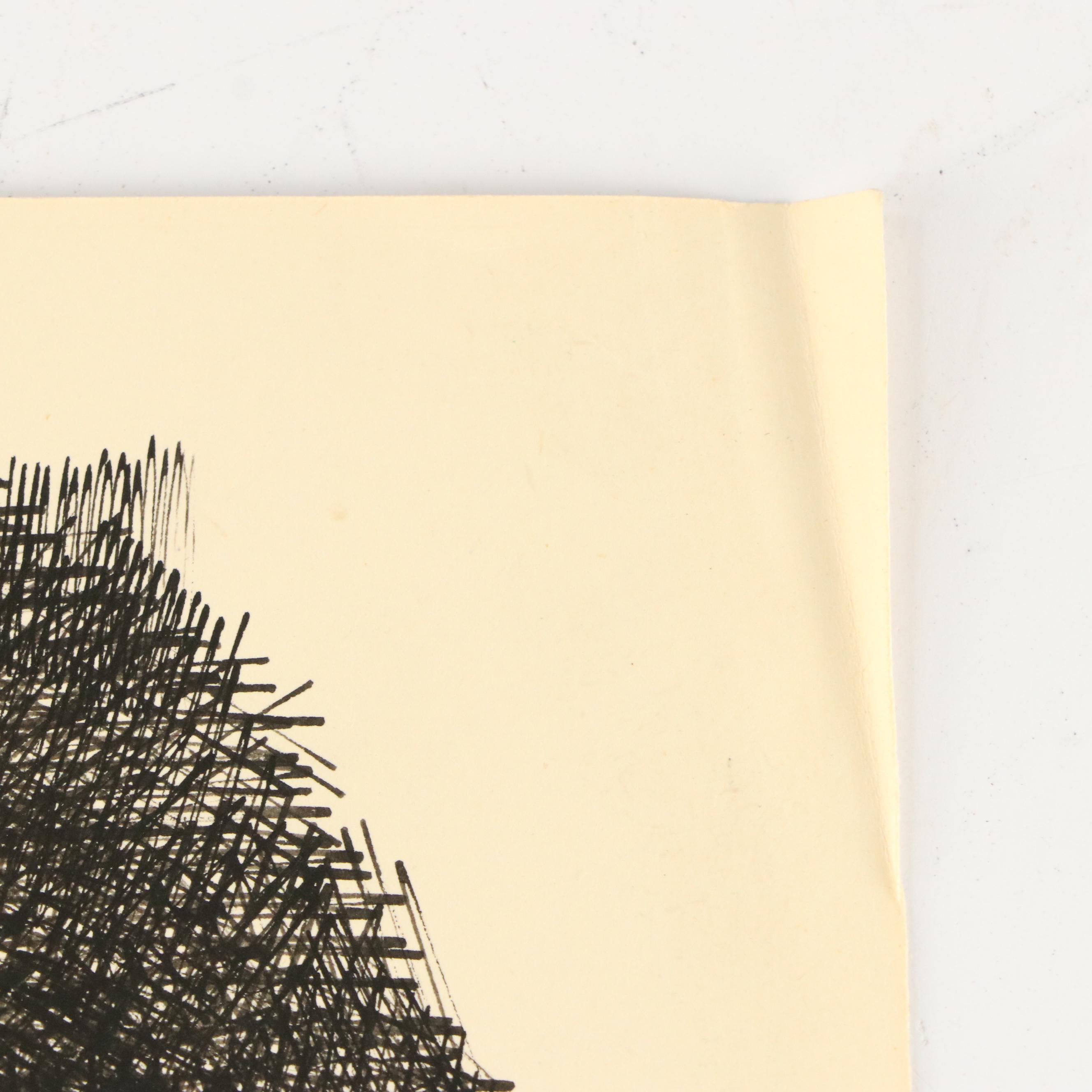 Leonard Maurer Abstract Modern Ink Drawing, 1958