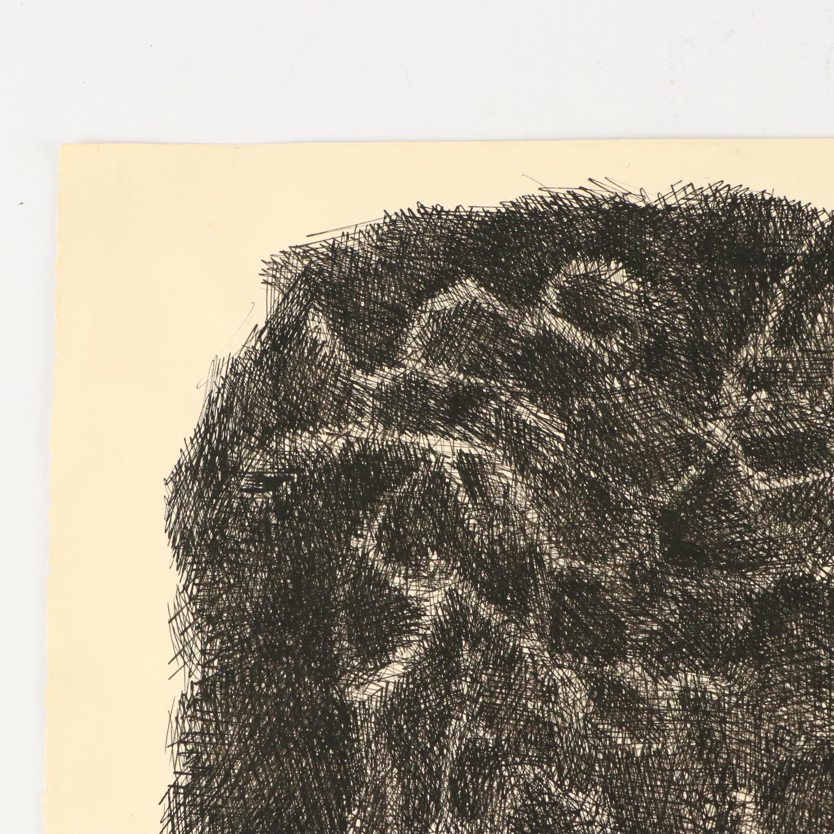 Leonard Maurer Abstract Modern Ink Drawing, 1958