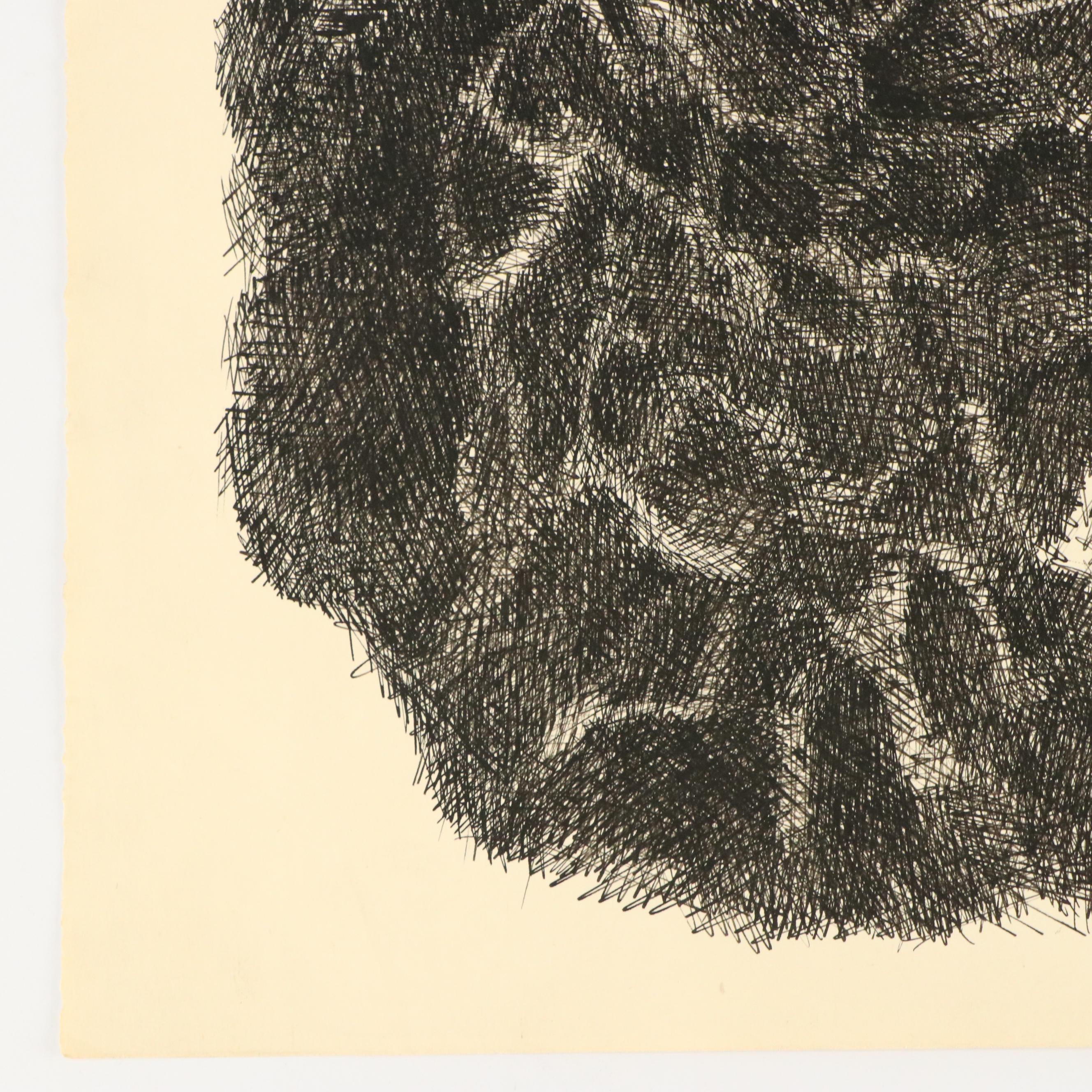 Leonard Maurer Abstract Modern Ink Drawing, 1958