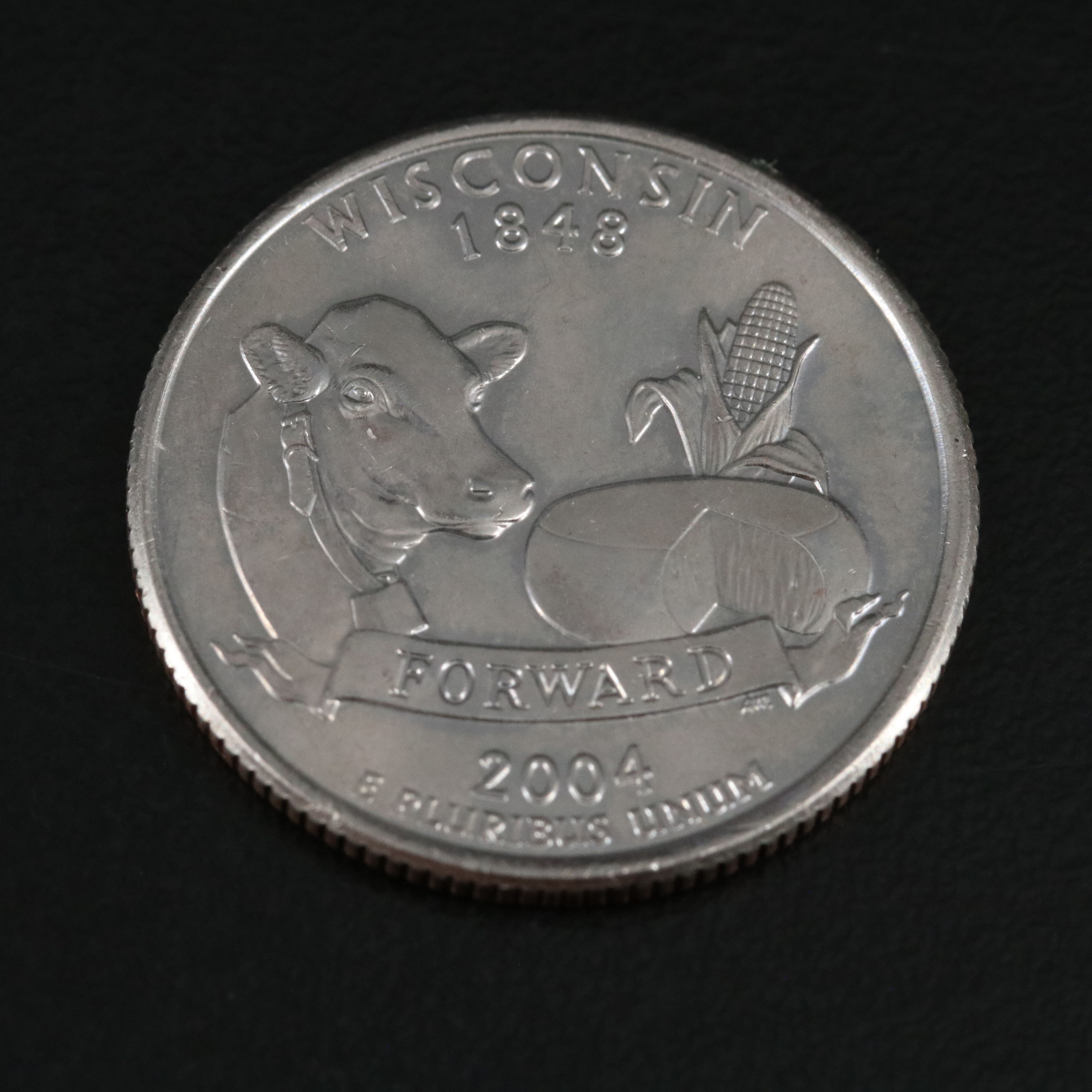 Two PCGS Graded MS64 2004-D Wisconsin Statehood Quarters, Extra Leaf Varieties