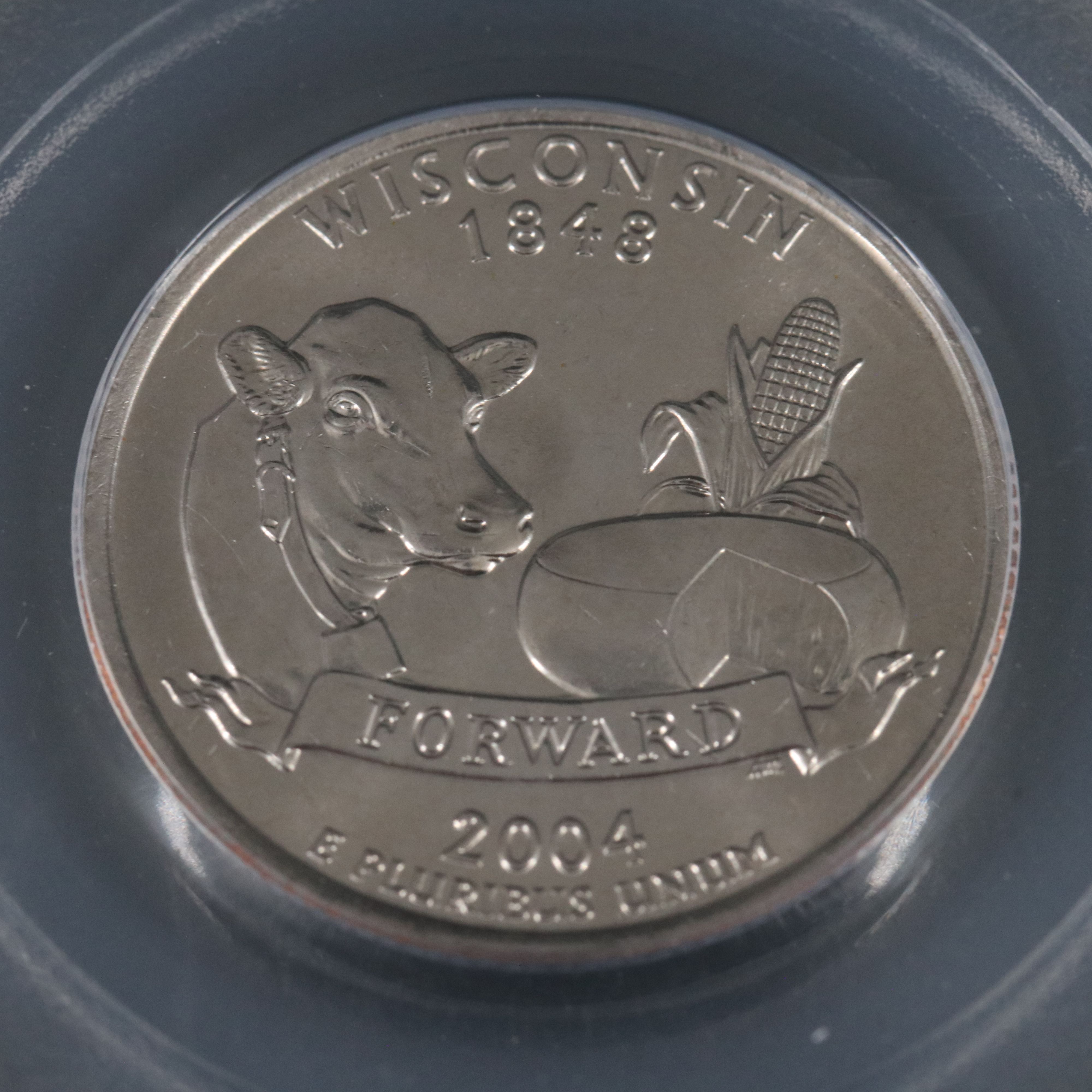 Two PCGS Graded MS64 2004-D Wisconsin Statehood Quarters, Extra Leaf Varieties