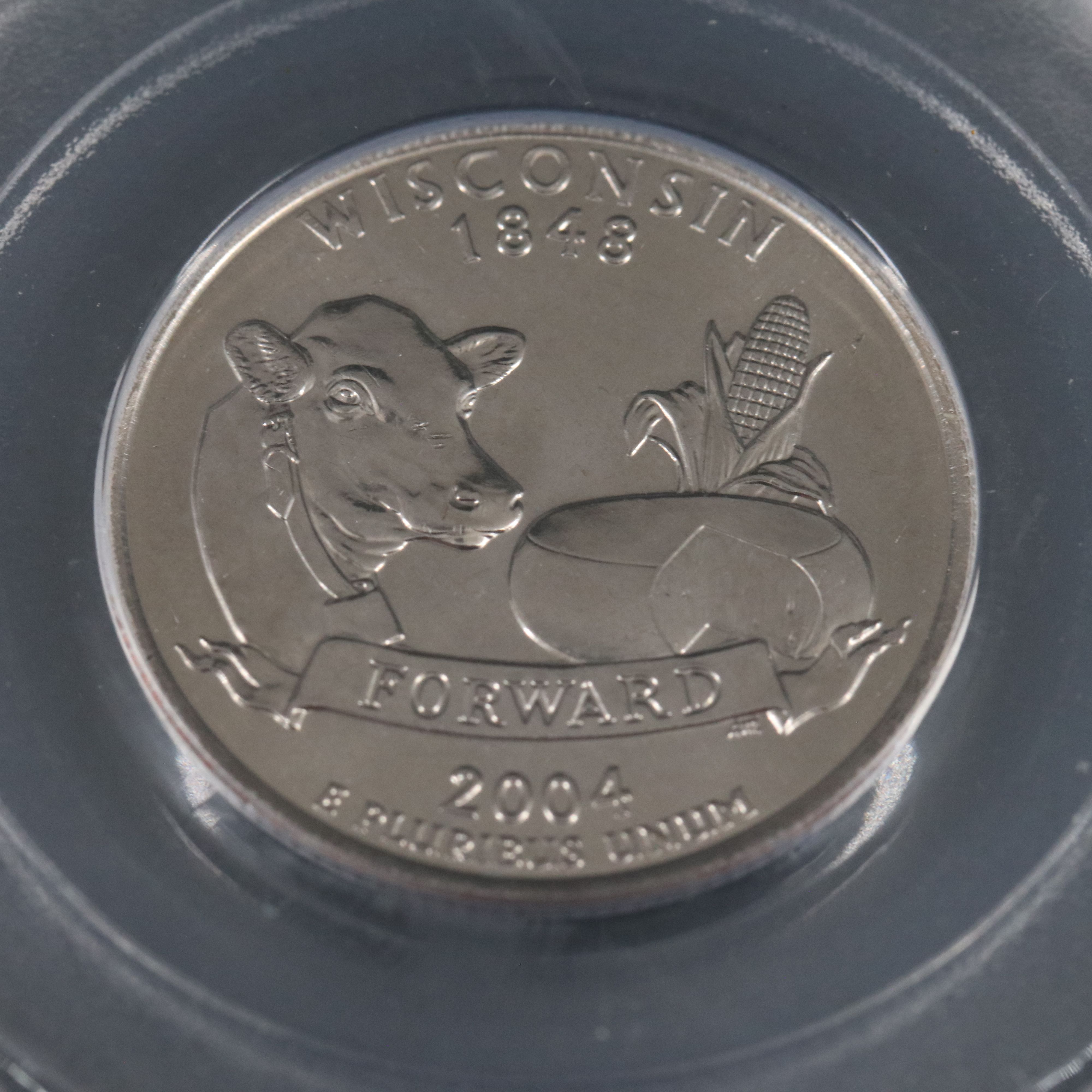 Two PCGS Graded MS64 2004-D Wisconsin Statehood Quarters, Extra Leaf Varieties