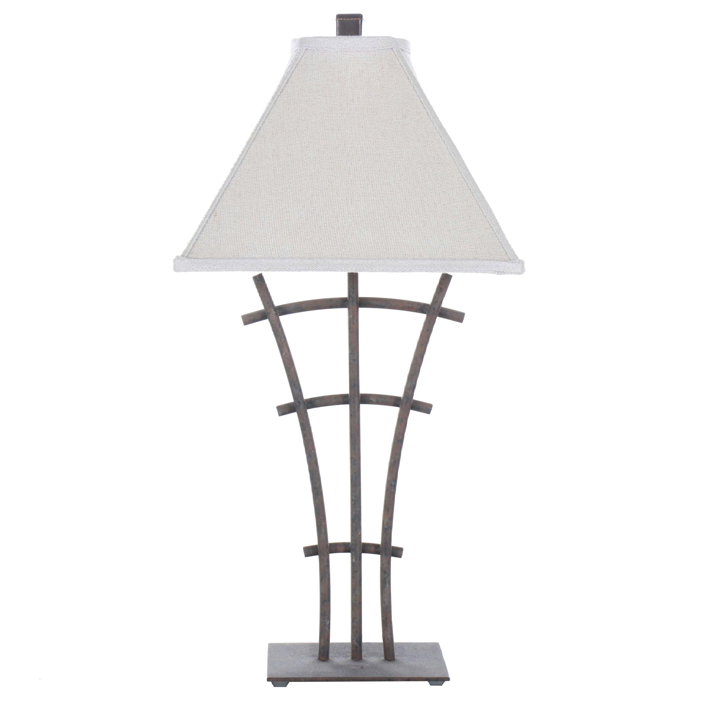 Creswell Ltd. Patinated Metal Bent Pipe Table Lamp with Square Cotton Shade