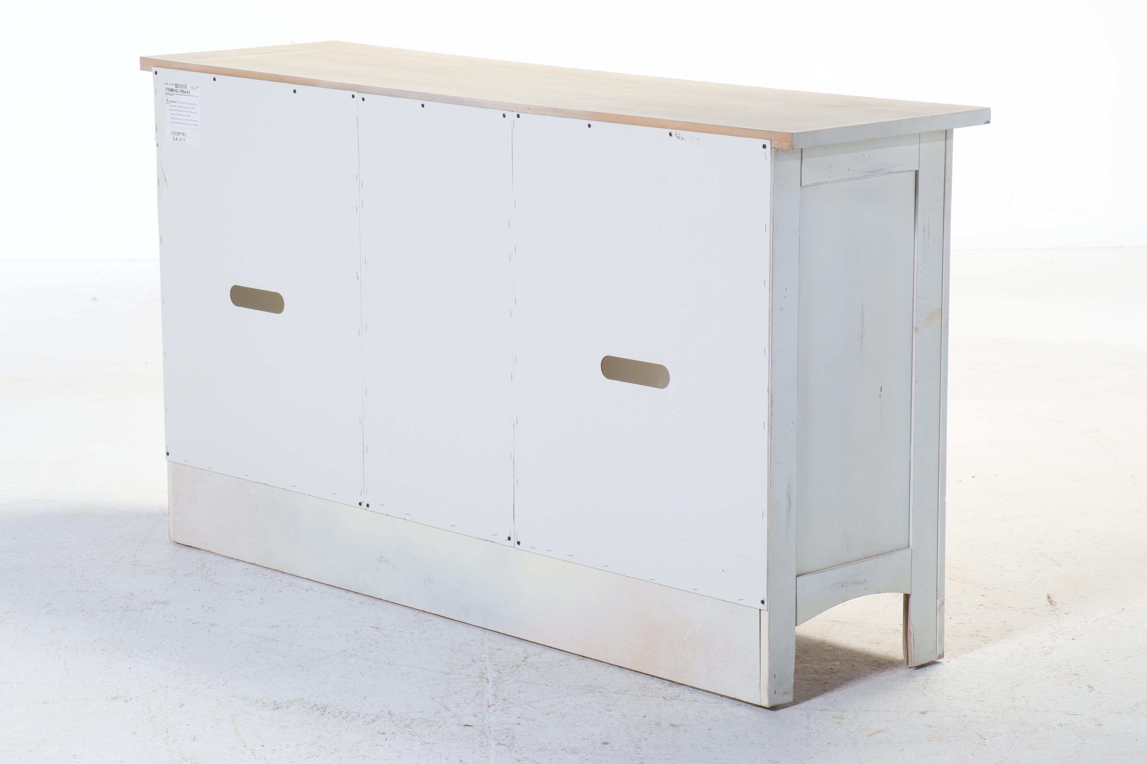 Shaker Style White Wood Glass Front Sideboard