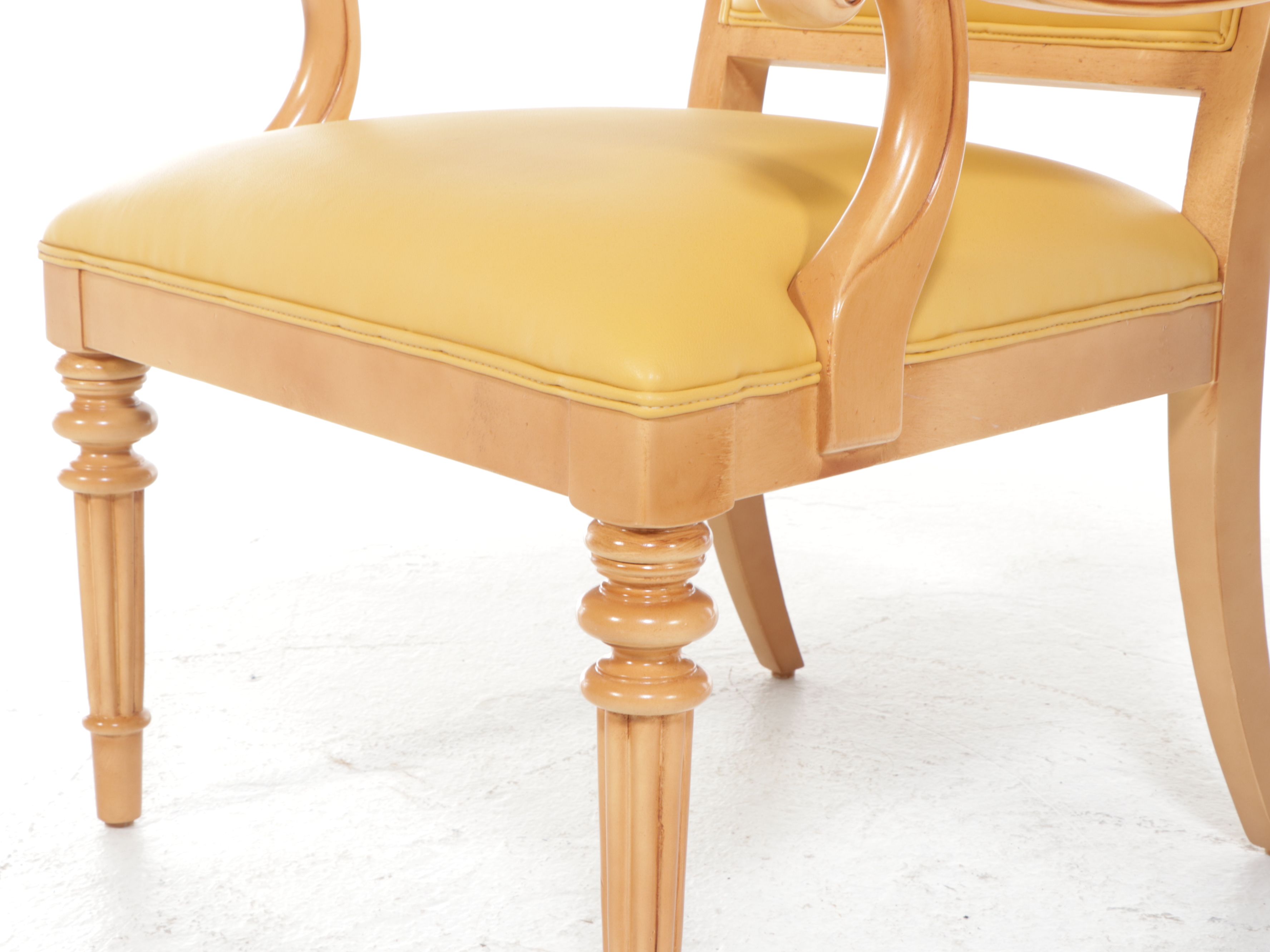 Lexington Leather Upholstered Armchairs with Embroidered Floral Details