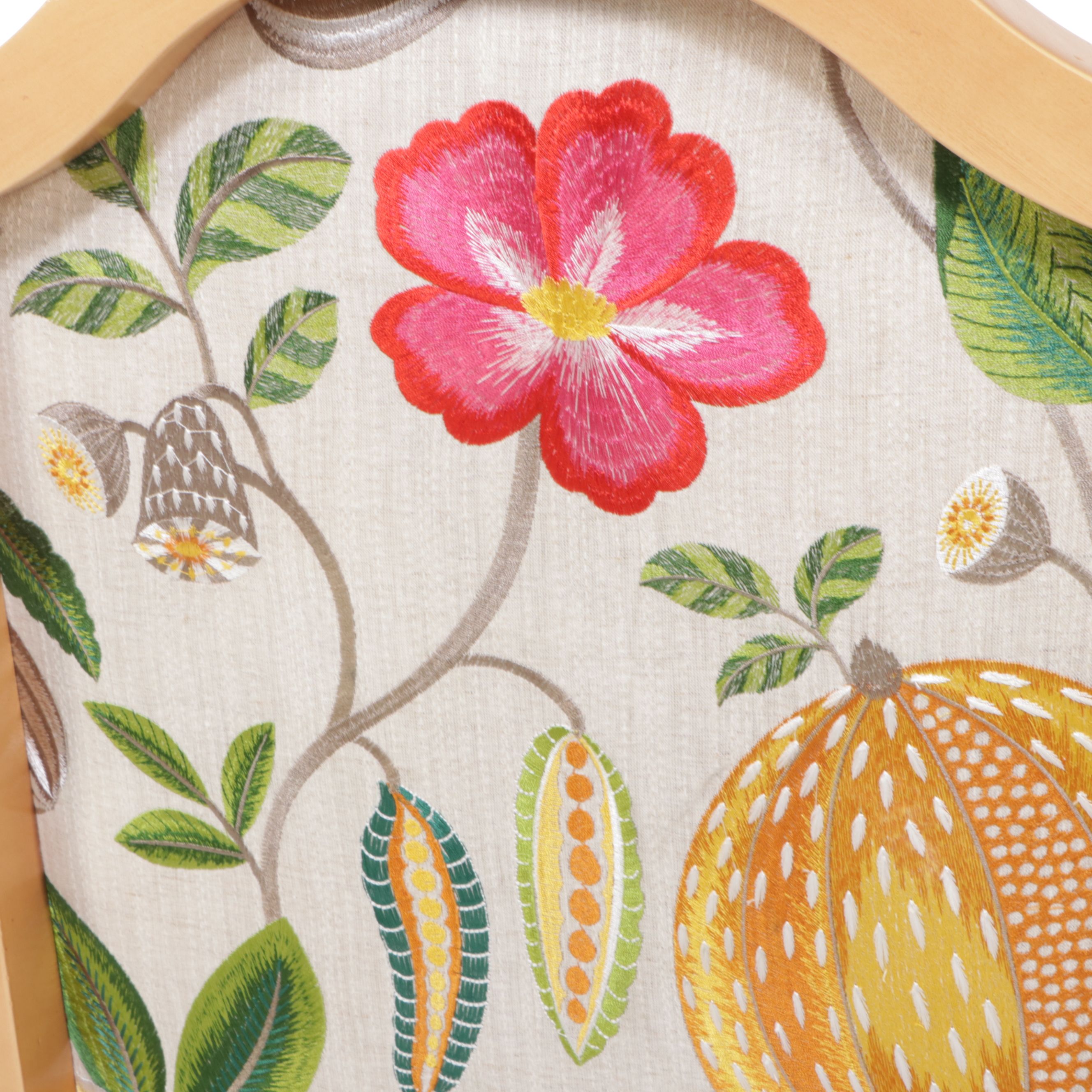 Lexington Leather Upholstered Armchairs with Embroidered Floral Details