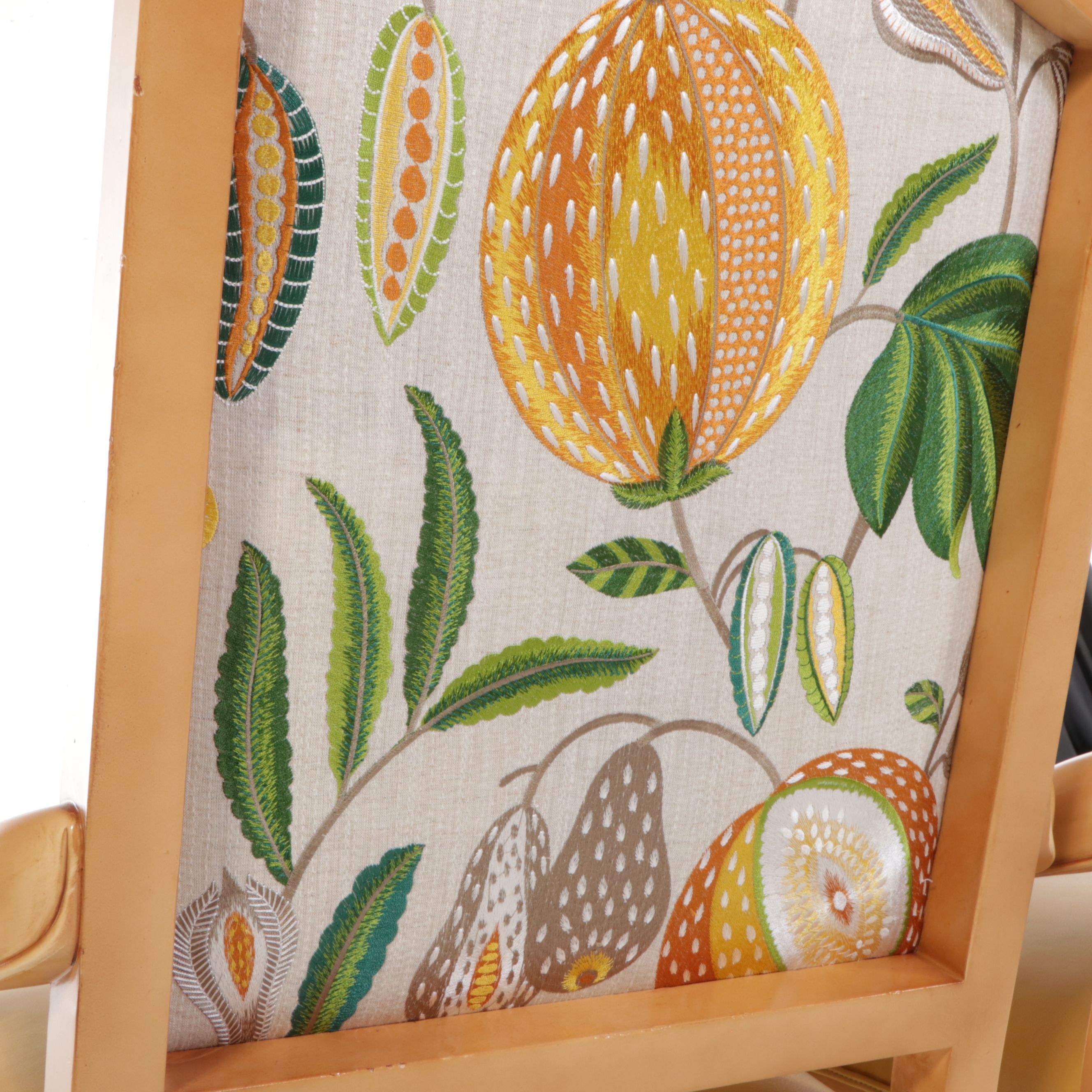 Lexington Leather Upholstered Armchairs with Embroidered Floral Details