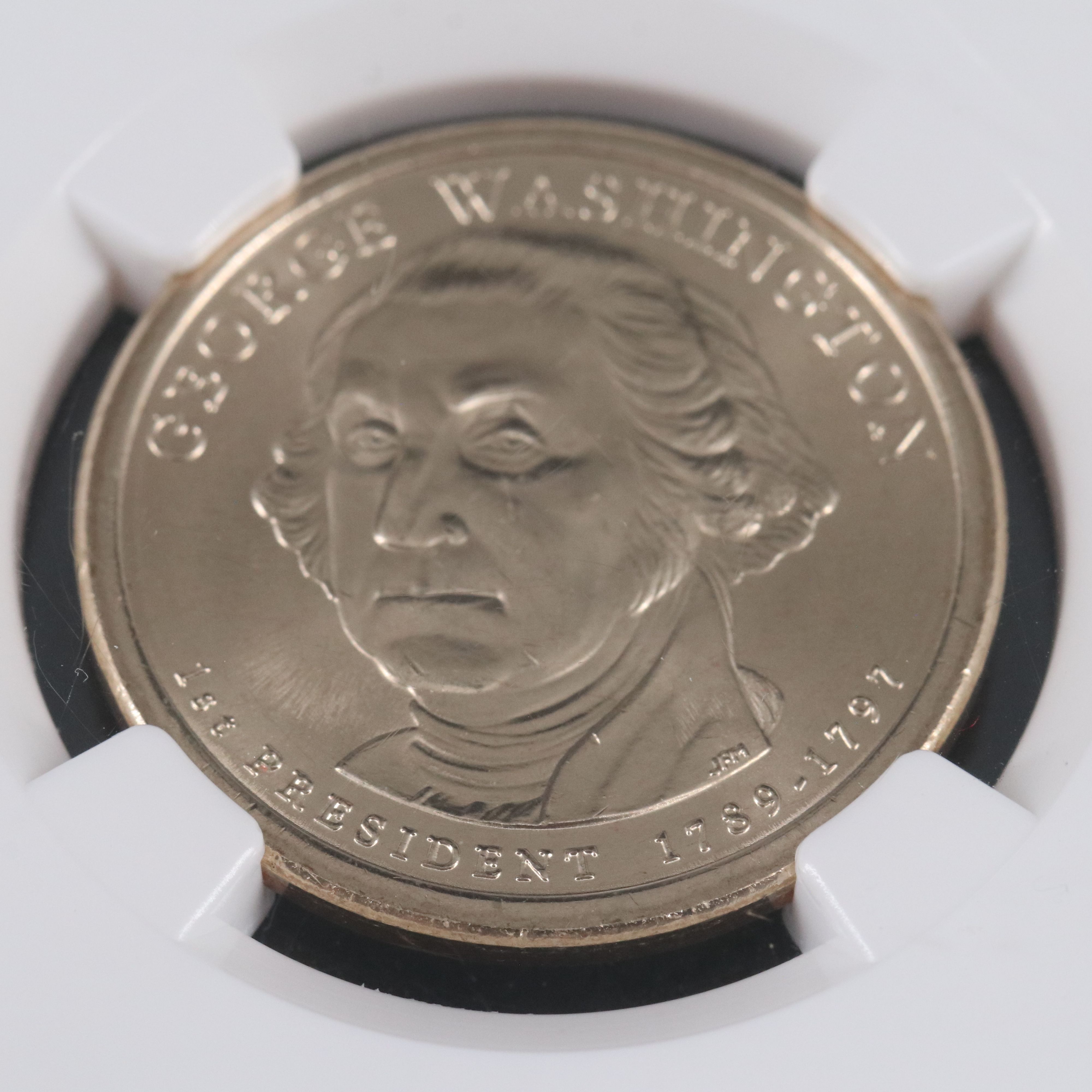 Five 2007 Presidential Dollars with Edge Lettering Errors, Washington and Adams