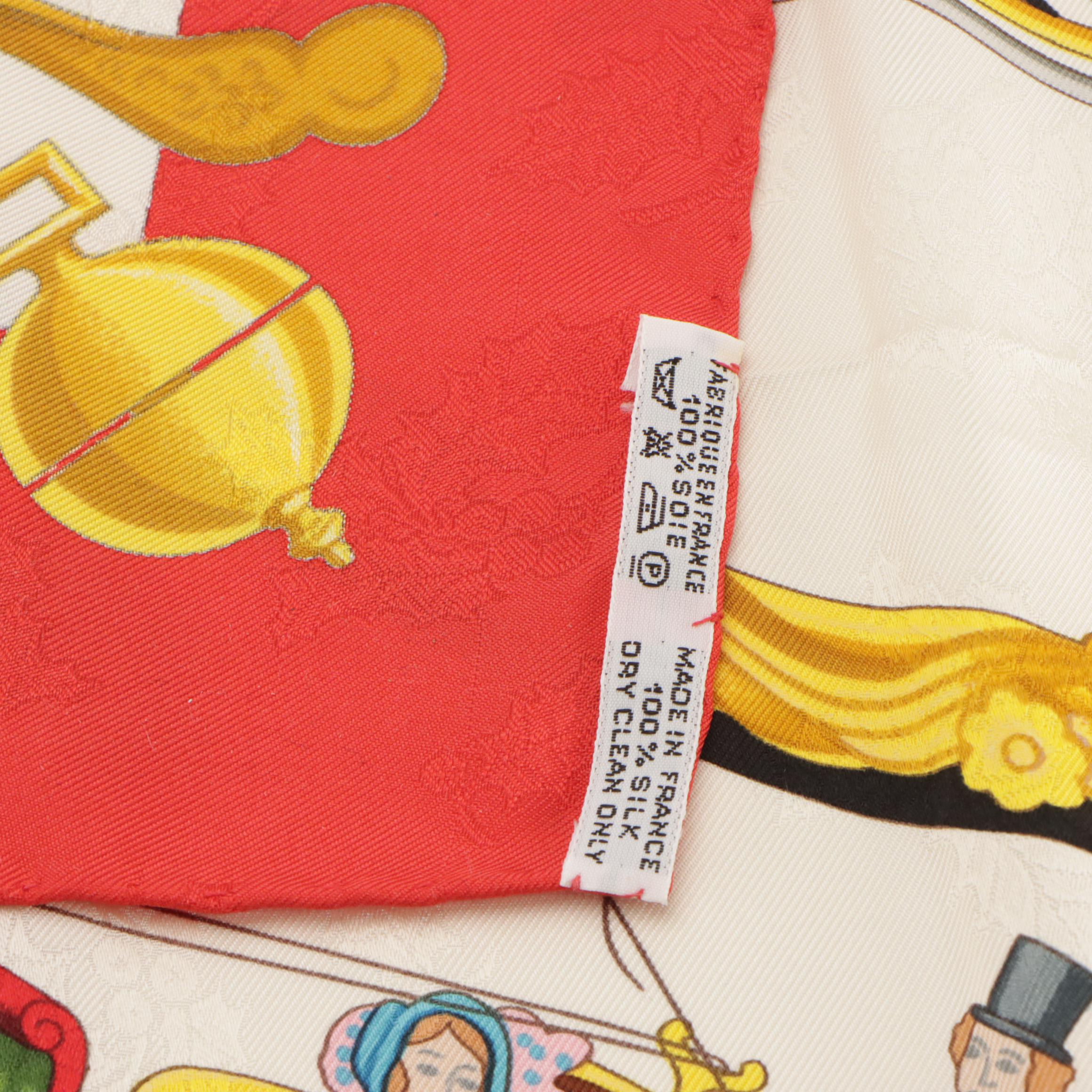 Hermès "Plumes et Grelots" Scarf 90 in Holly Silk Jacquard