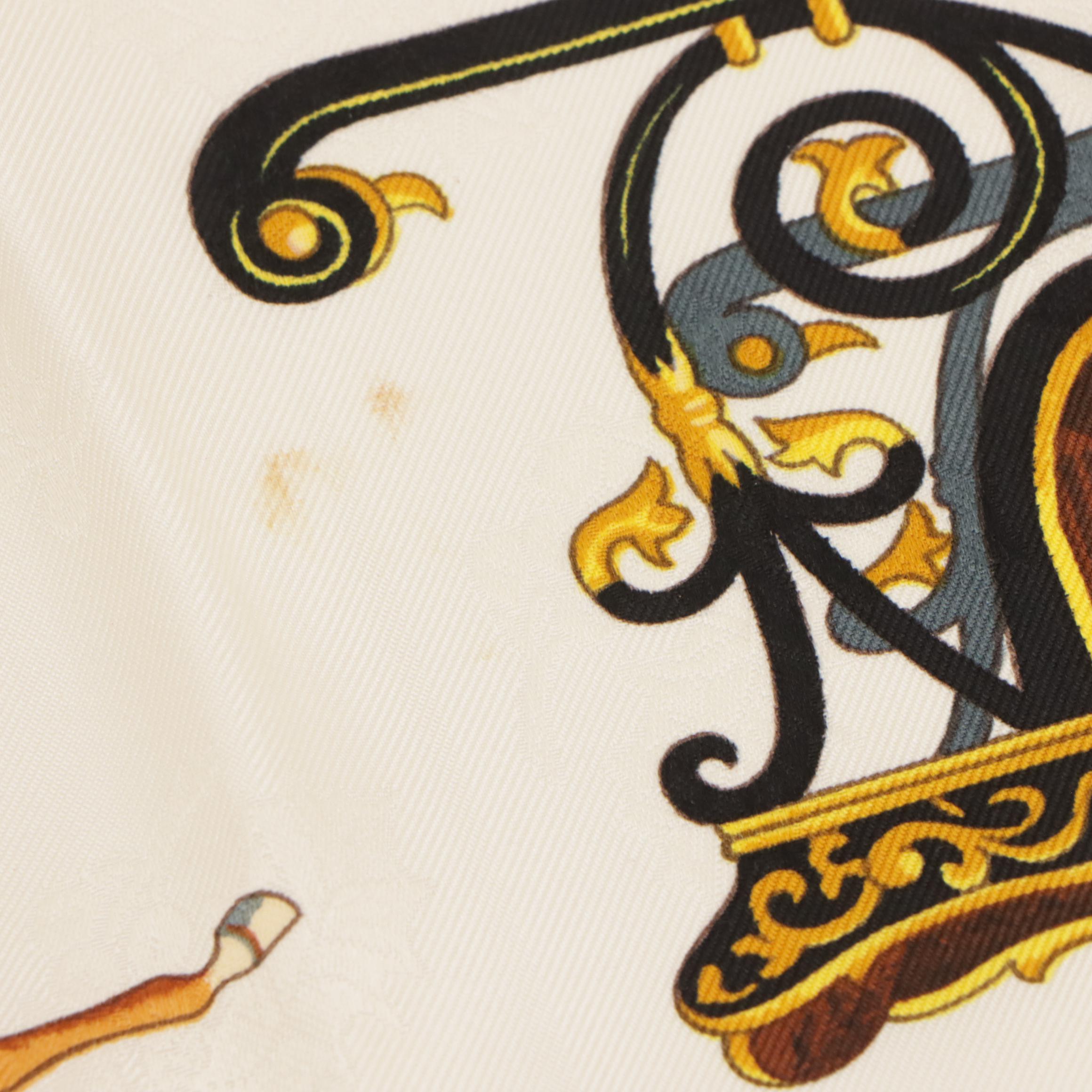 Hermès "Plumes et Grelots" Scarf 90 in Holly Silk Jacquard