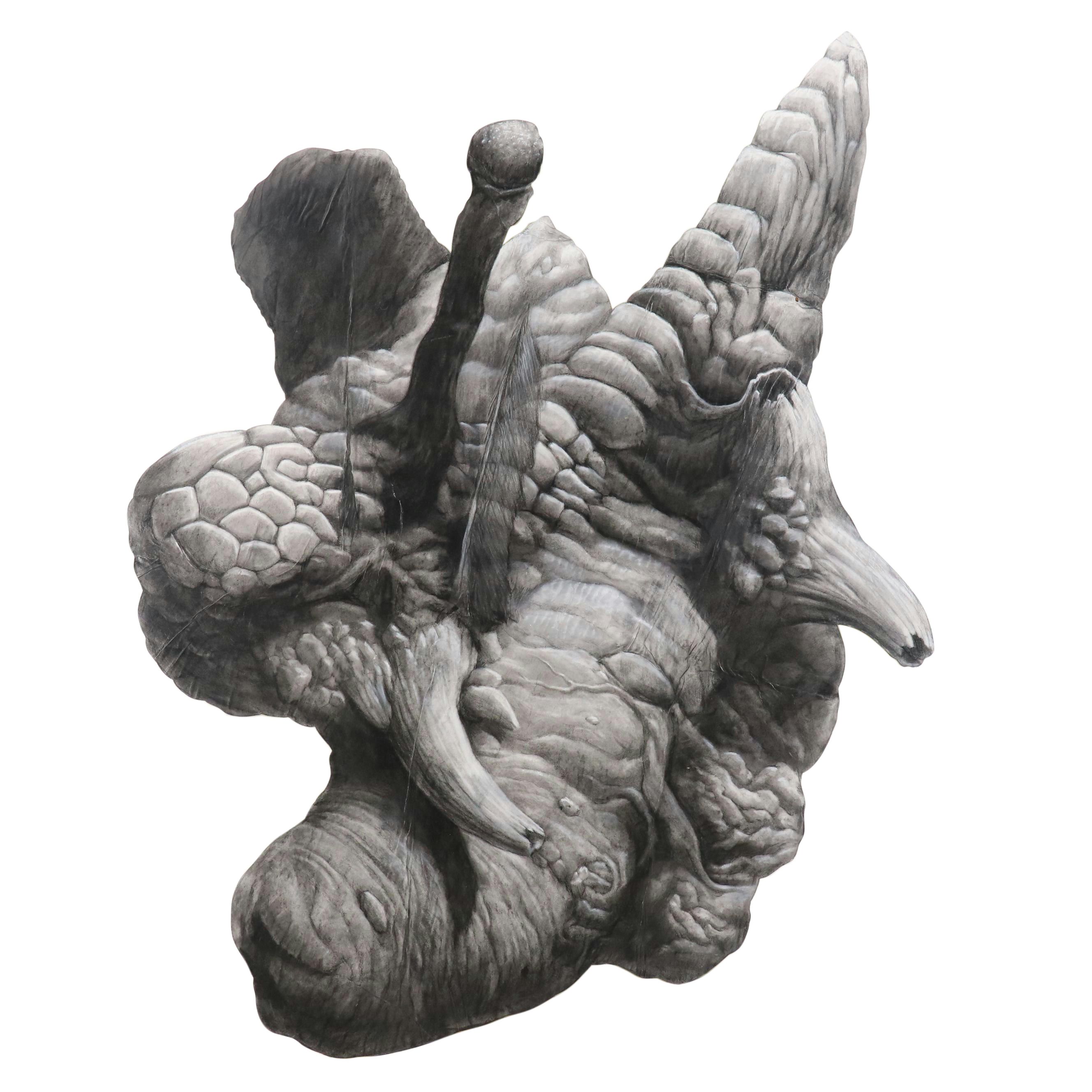 Ben Farrell Monumental Shaped Wood Mixed Media Painting "Fisherian Teratoma"