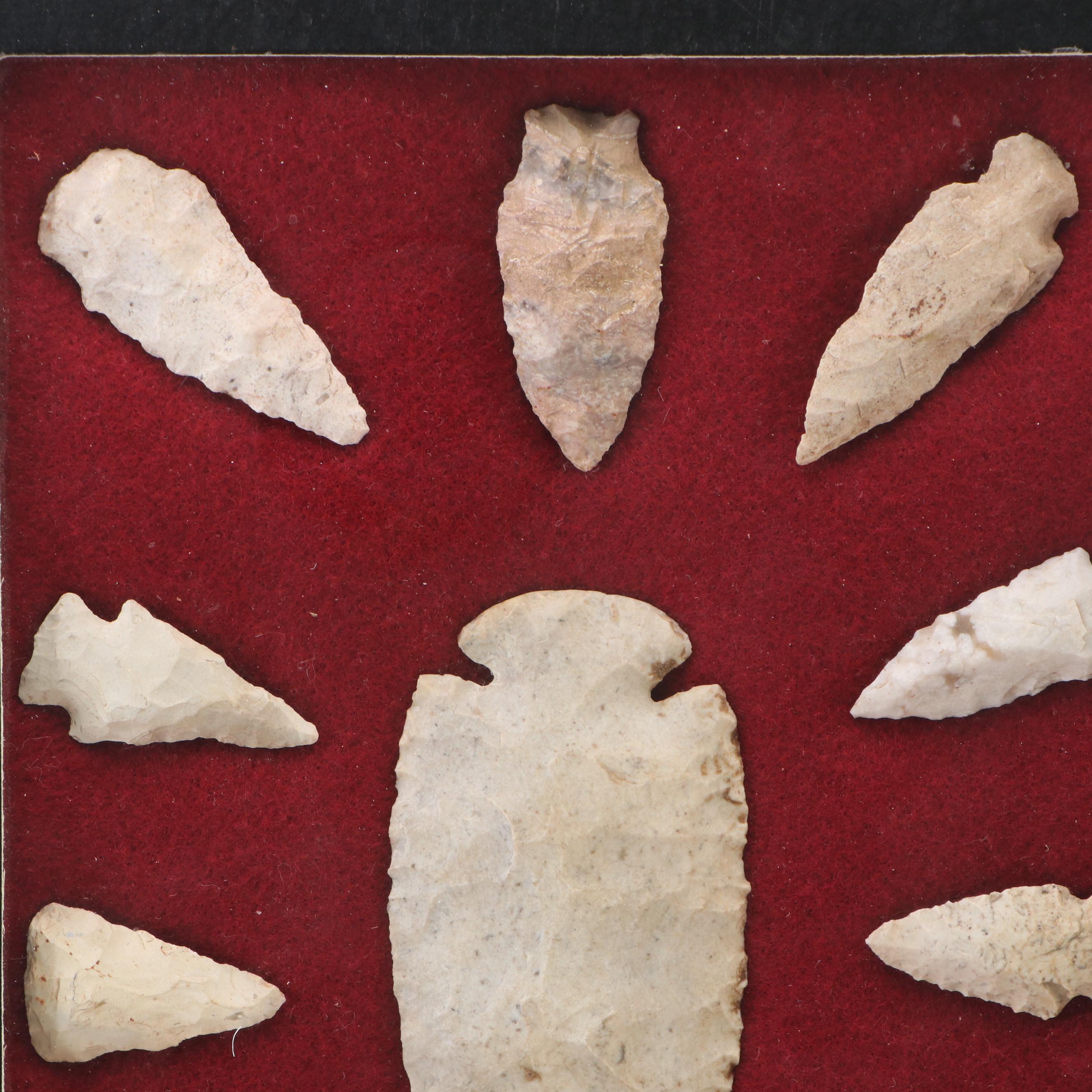 Dovetail Type and Other White Flint Arrowheads, Early Archaic to Woodland Period