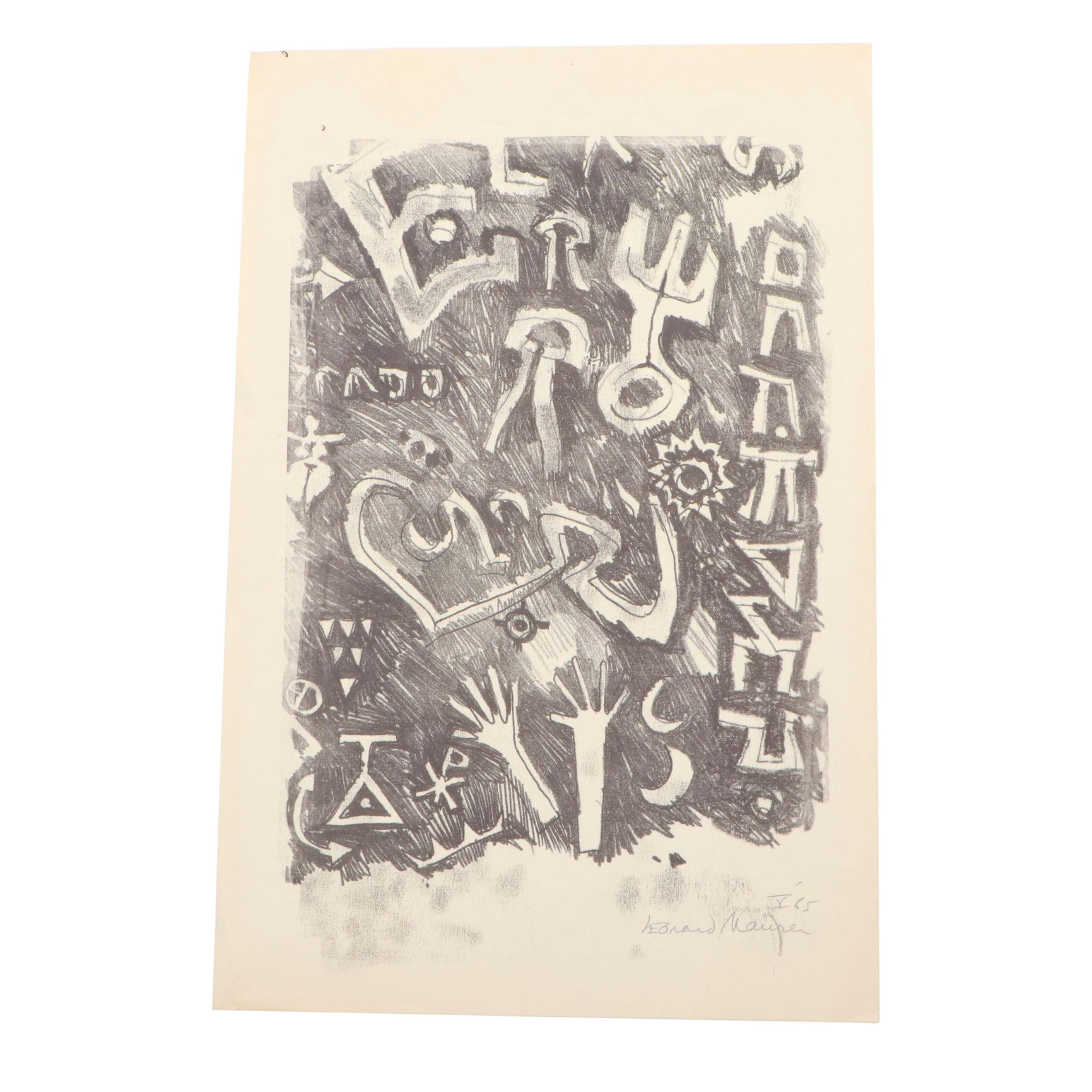 Leonard Maurer Modern Lithograph, 1965