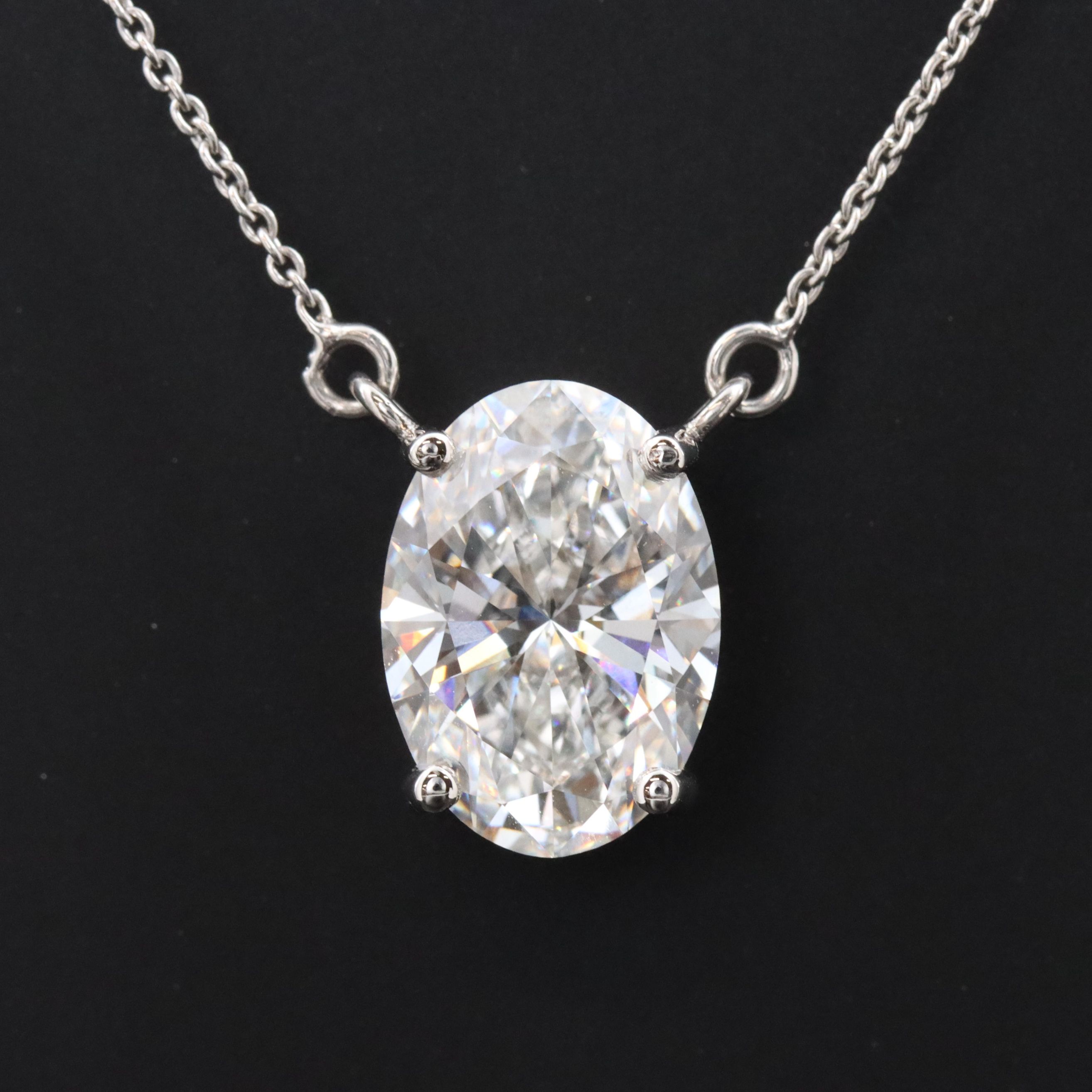 Platinum 4.93 CT Lab Grown Diamond Solitaire Necklace with IGI Report