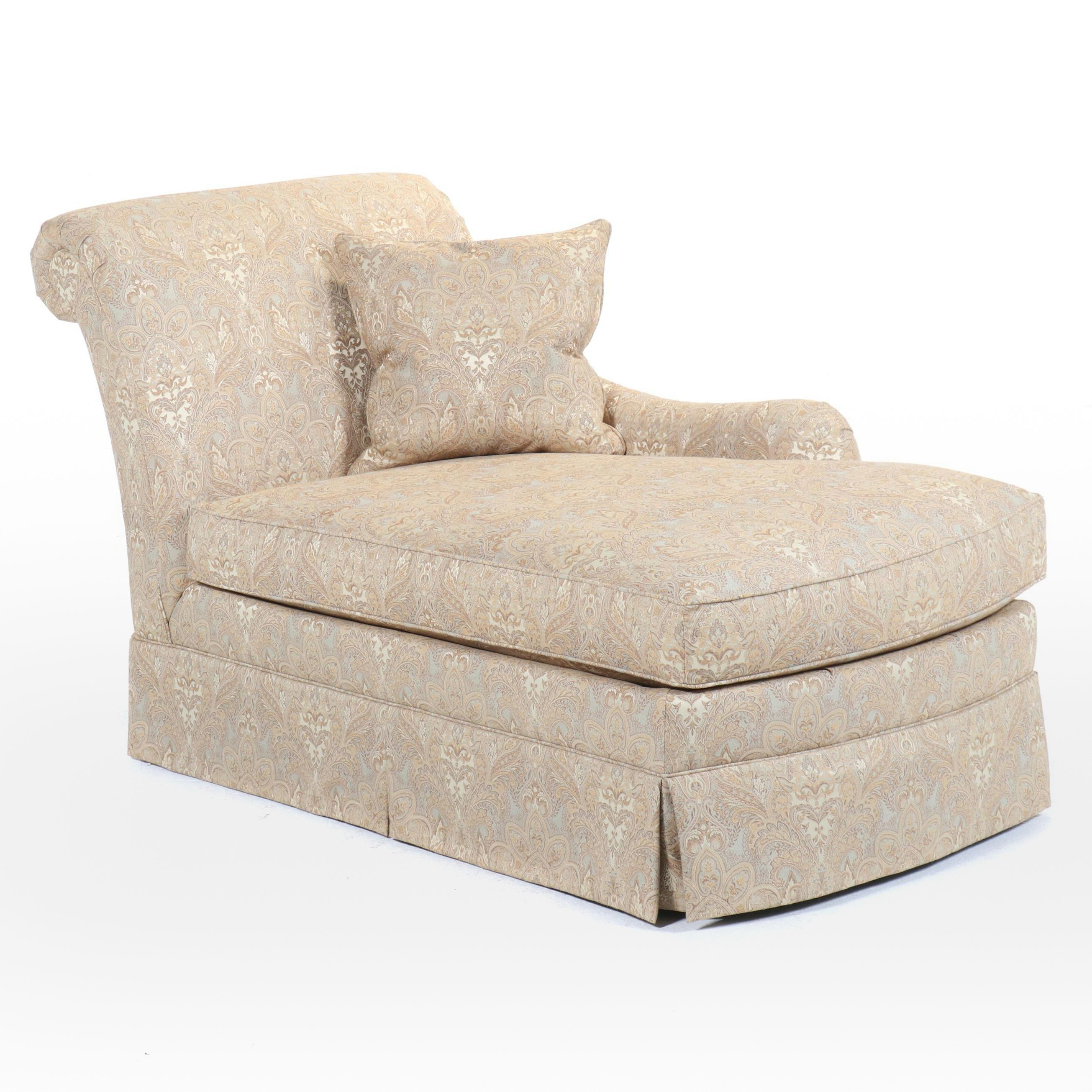Ethan Allen Paisley Fabric Upholstered Chaise Lounge, 2012