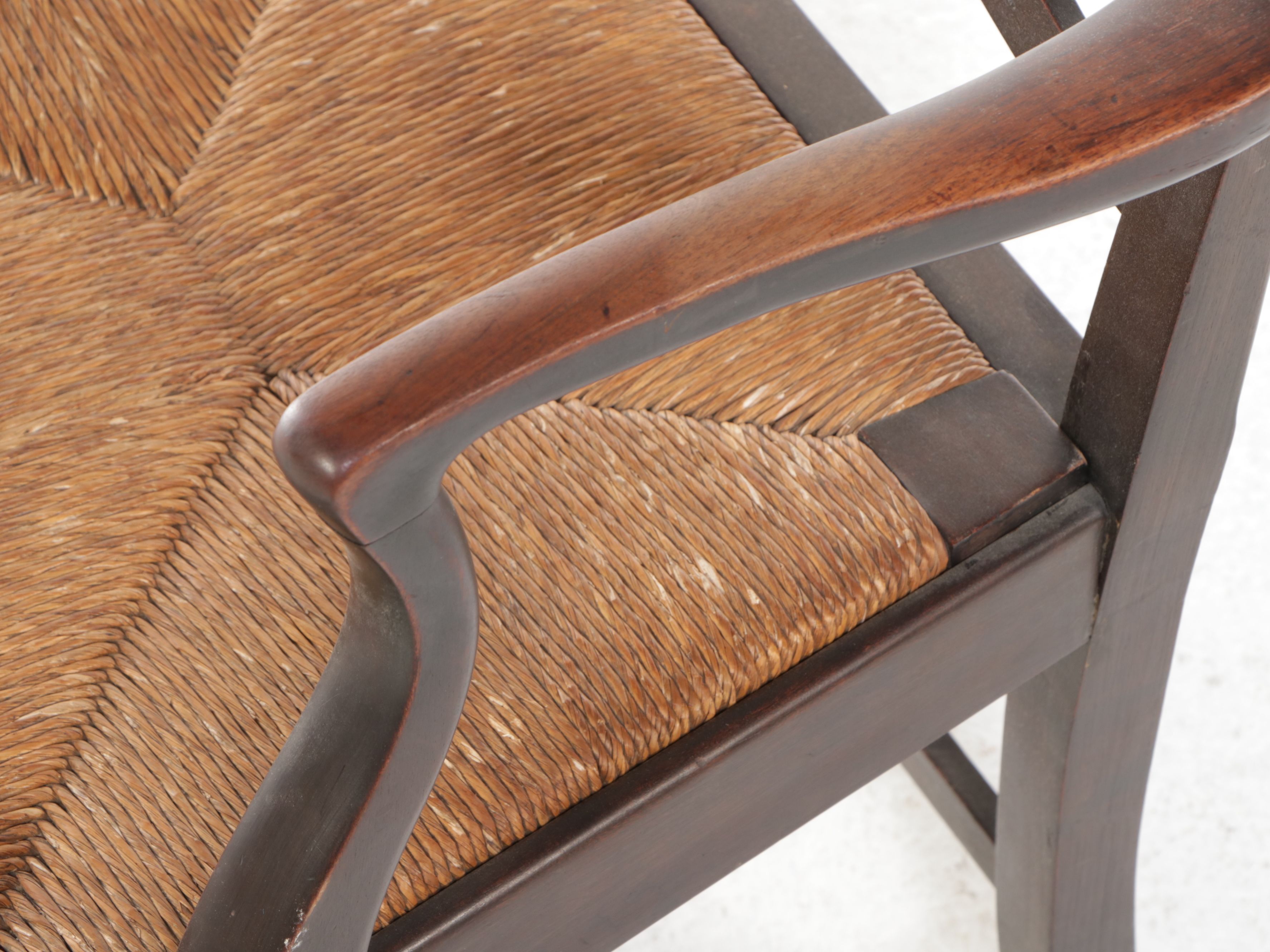 Chippendale Style Ribbon Back Armchair with Rush Seat